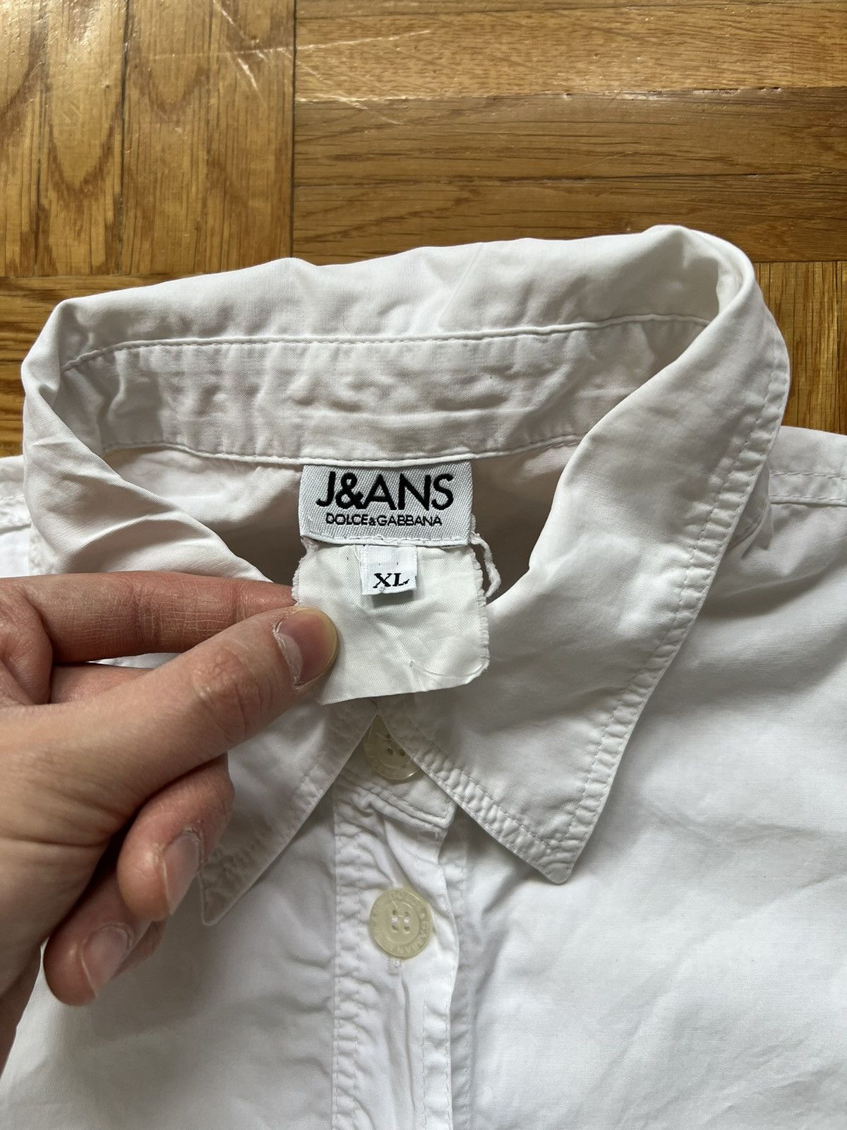 Dolce & Gabbana × Vintage Biała Koszula Dolce & Gabbana Jeans Center Logo Italy Size XL / US 12-14 / IT 48-50 - 4 Thumbnail