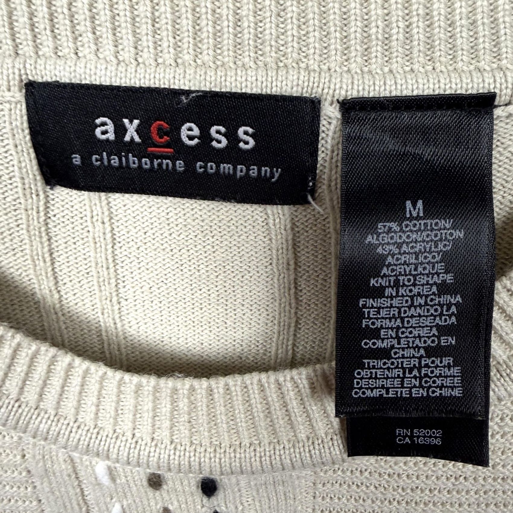 Vintage VINTAGE Axcess Sweater Men M Crew Neck Textured Knit Beige 90s Hip Hop Streetwear Biggie Casual Size US M / EU 48-50 / 2 - 5 Thumbnail