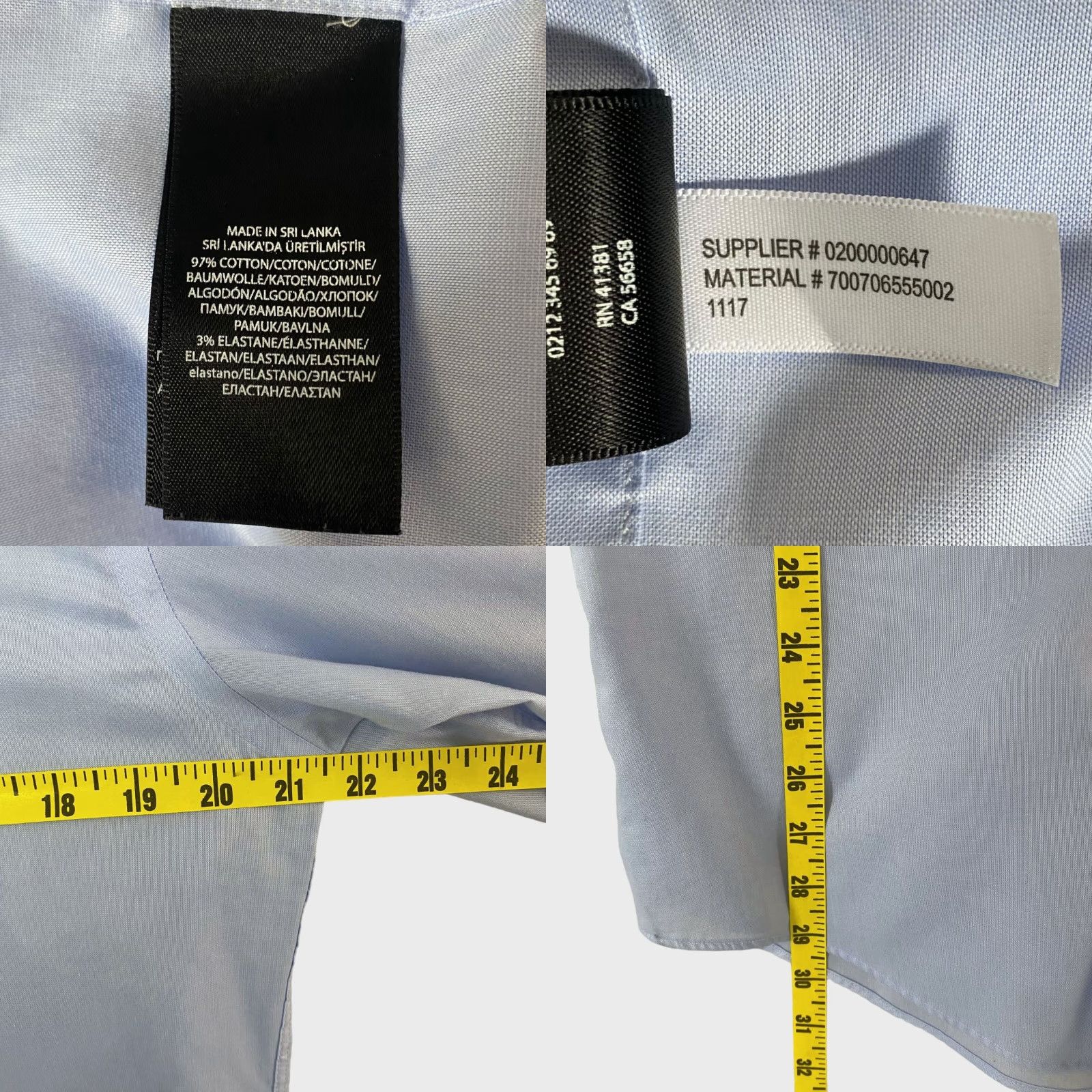 Ralph Lauren VINTAGE Lauren Ralph Lauren Black Label Dress Shirt Mens Button Up Slim Fit 15.5 Blue Cotton Blend 29" Long Sleeve Mens Ä Size 42R - 8 Thumbnail