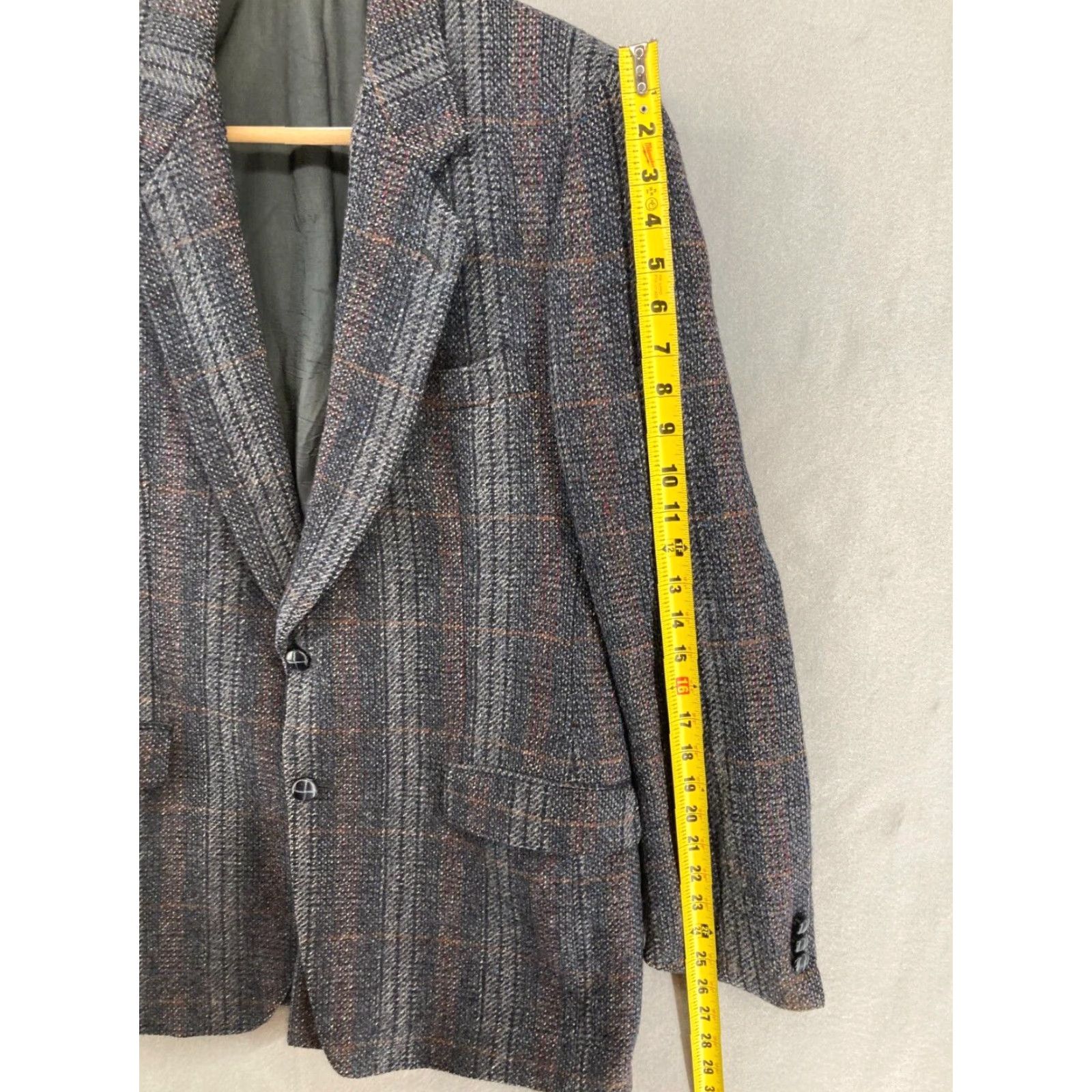 MooRER VINTAGE Moores Tweed Blazer Suit Jacket Mens 42 Regular Gray Plaid 80s Size 42R - 4 Thumbnail