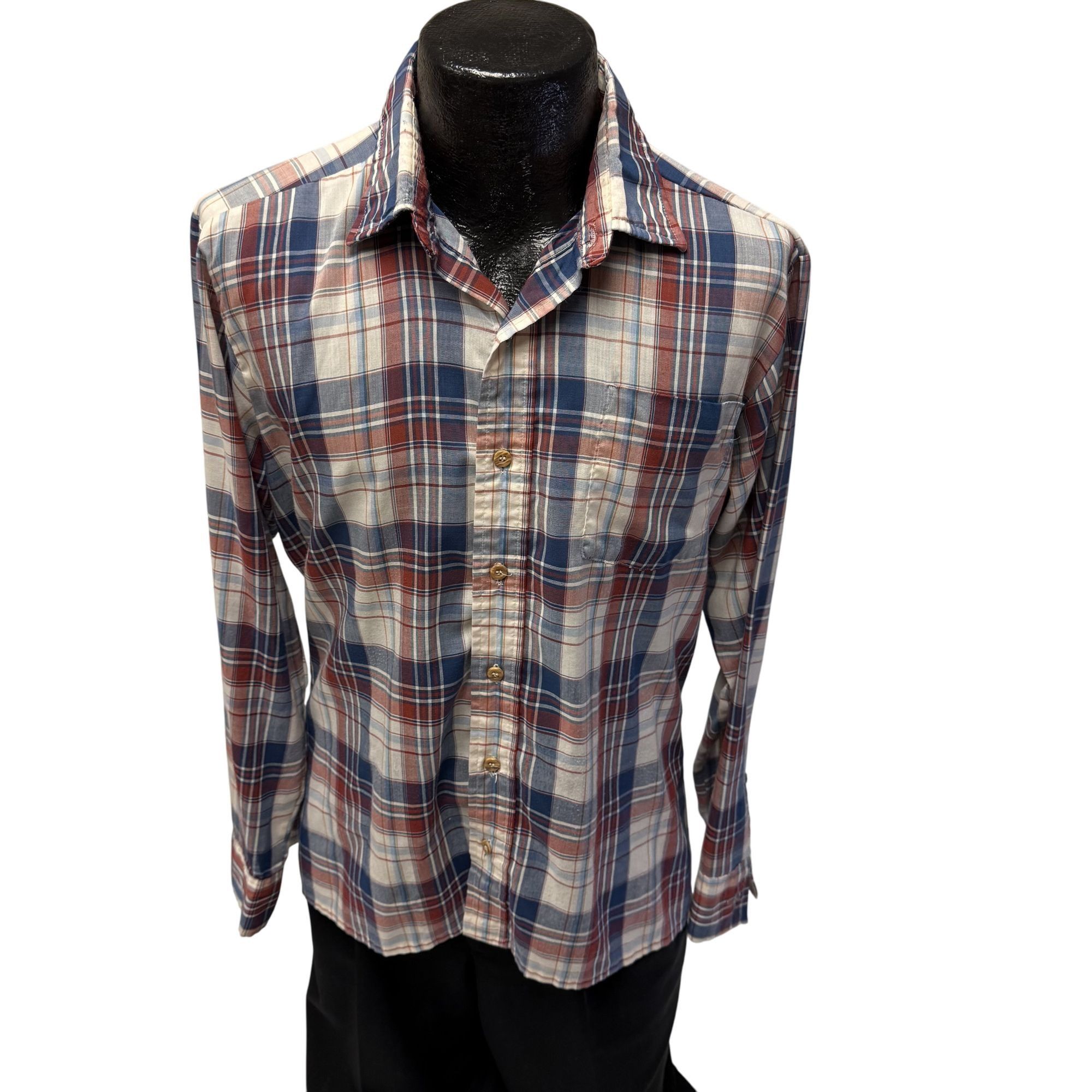 Other Vtg Montgomery Ward MoD Blue Red SHADOW PLAID Shirt Size US M / EU 48-50 / 2 - 1 Thumbnail
