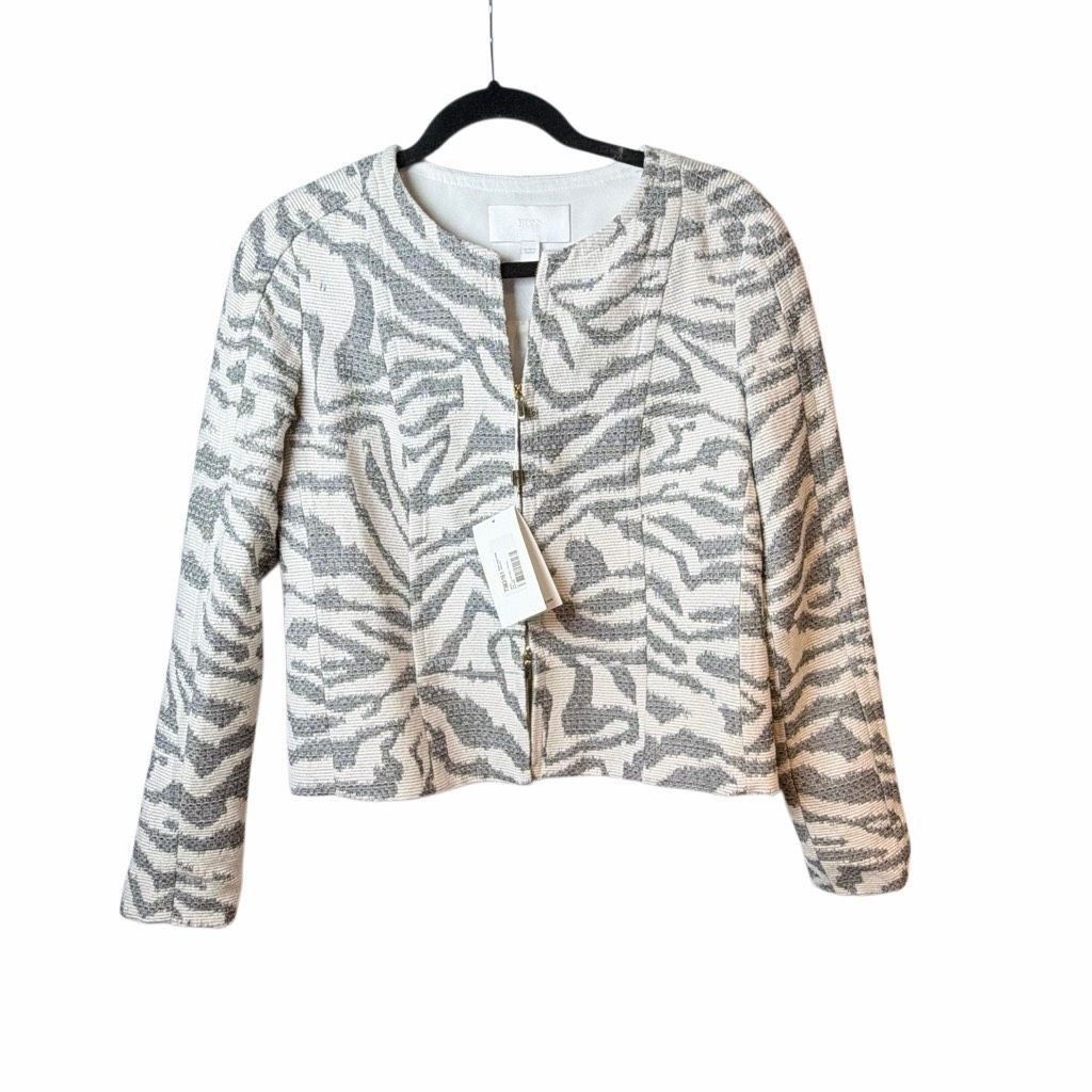 Hugo Boss NWT Hugo Boss Jacquard Jacket Jamonia & Skirt Varoci Set in Ivory Grey 6 (034) Size M / US 6-8 / IT 42-44 - 9 Thumbnail