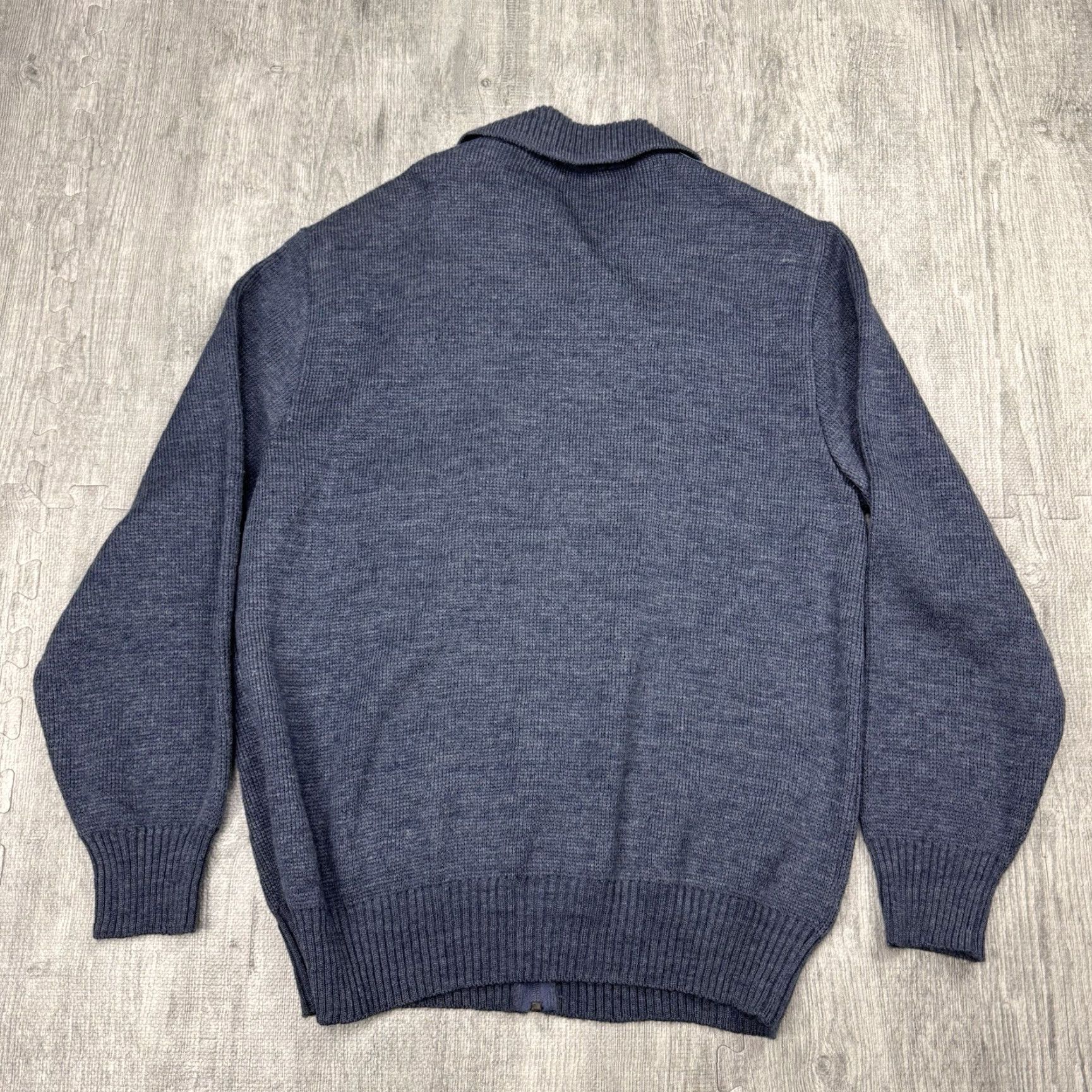 Marks & Spencer VINTAGE Marks and Spencer Blue Sweater Jacket Cardigan Men’s L Full Zip Collared Wool Blend Size US L / EU 52-54 / 3 - 5 Thumbnail