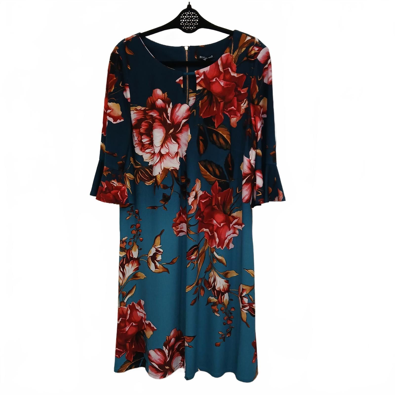 Designer Roz & ALI Keyhole Floral Dress Bell Sleeve Women's Size M / US 6-8 / IT 42-44 - 1 Thumbnail