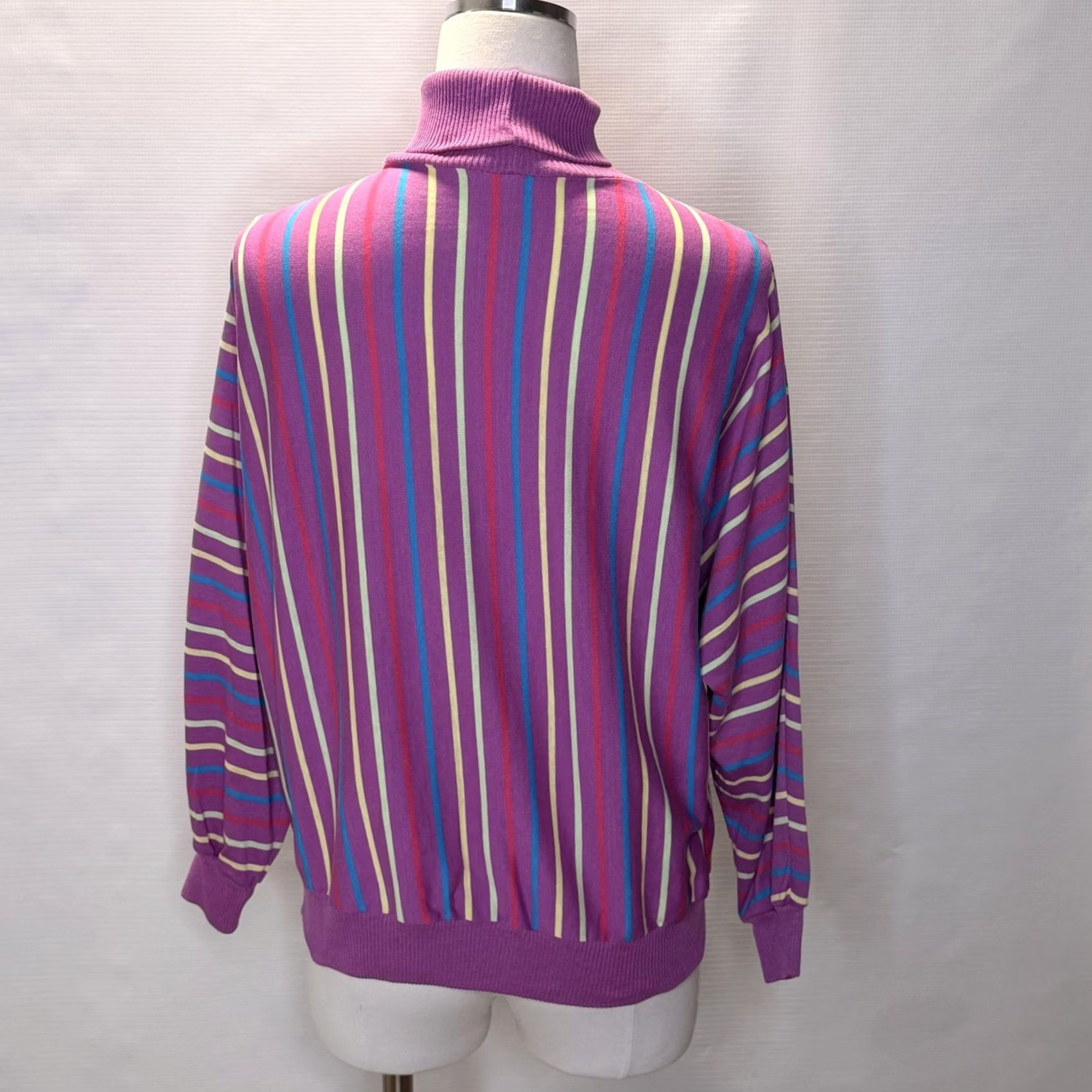 Vintage VINTAGE Ginni's Girl Sweater Womens Large Dolman Striped Mock Neck Made USA 80s Size L / US 10 / IT 46 - 3 Thumbnail