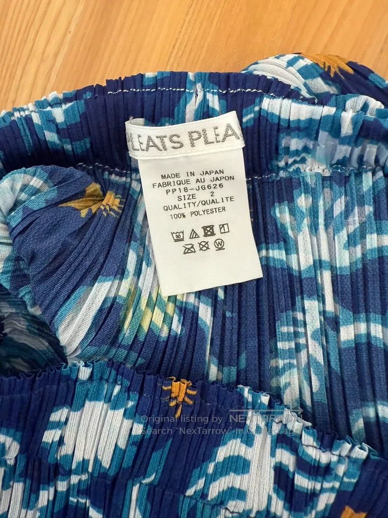 Issey Miyake Issey Miyake size:3 Blue Floral Midi Skirt Size 31" - 2 Thumbnail