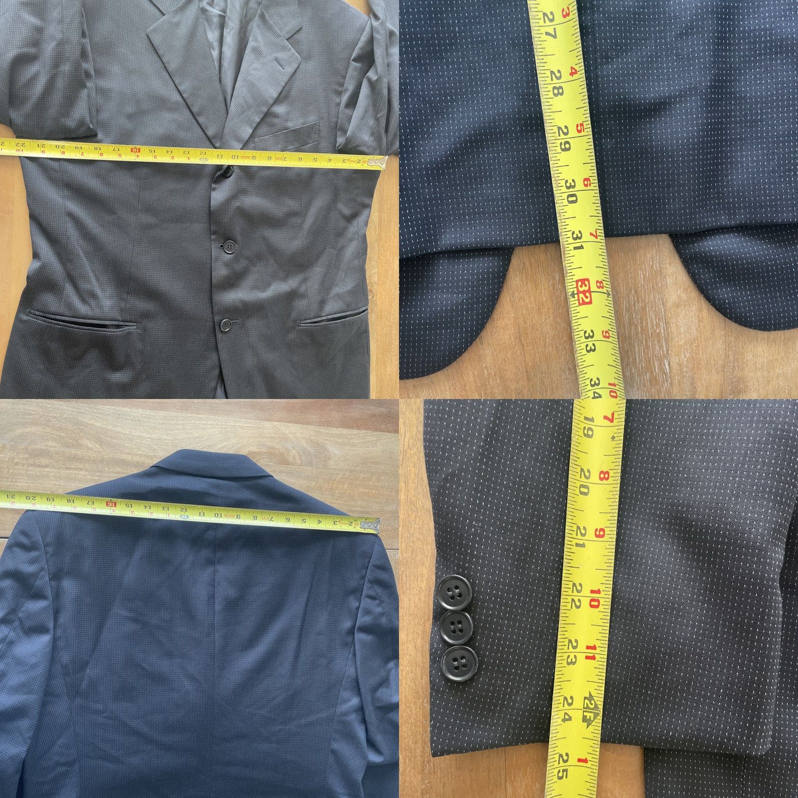Pal Zileri Pal Zileri Sport Coat Men 42R Black Dotted Wool Blazer Notch Lapel Three-Button Single-Breasted Max 44 Chest Regular Fit Formal Casual Office Size 42R - 9 Thumbnail