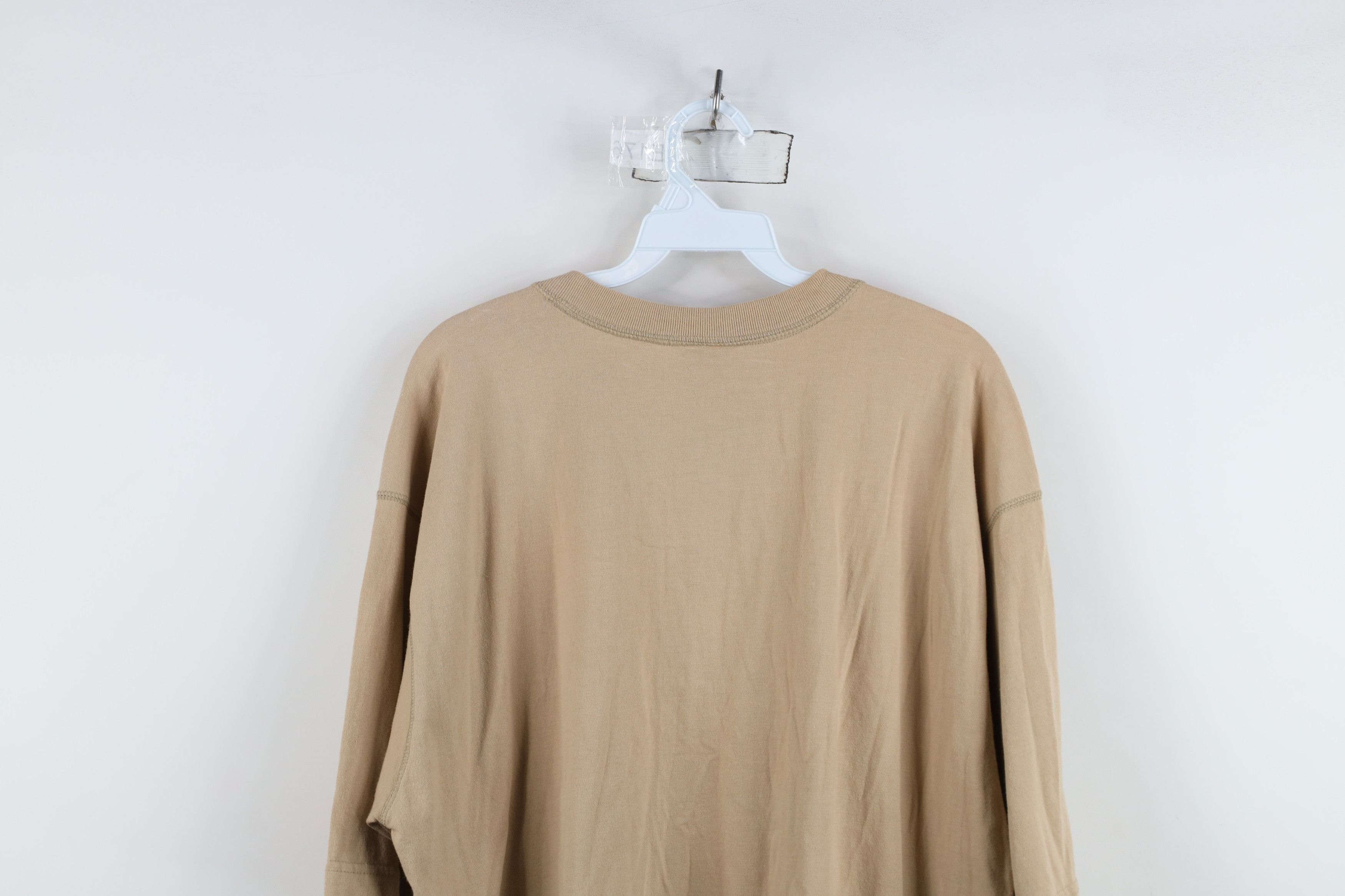 Vintage Vintage 90s Streetwear Baggy Henley T-Shirt Beige Khaki Size US L / EU 52-54 / 3 - 12 Thumbnail