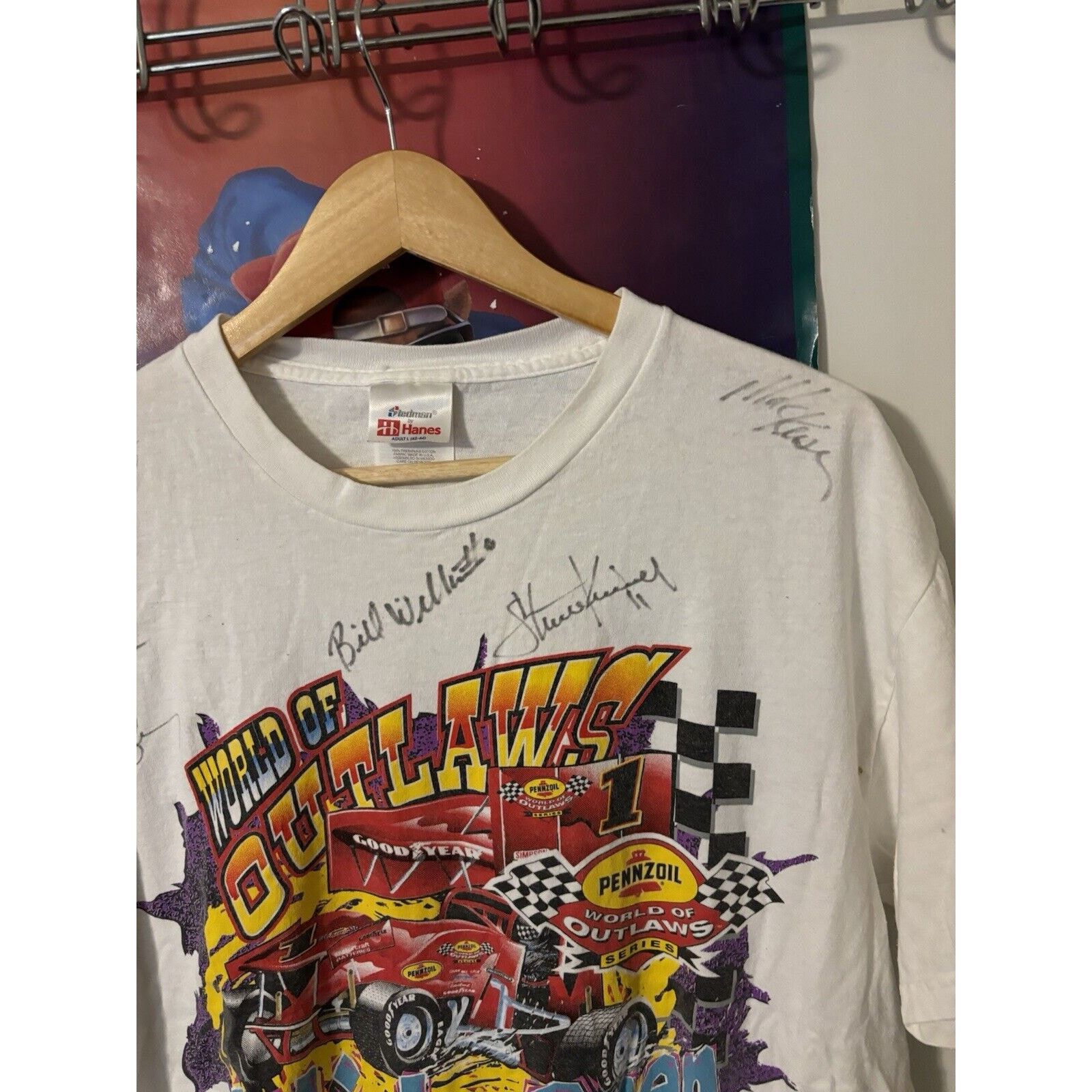 Other Vintage world of outlaws wide open white signed T-shirt Sz L Size US L / EU 52-54 / 3 - 6 Thumbnail