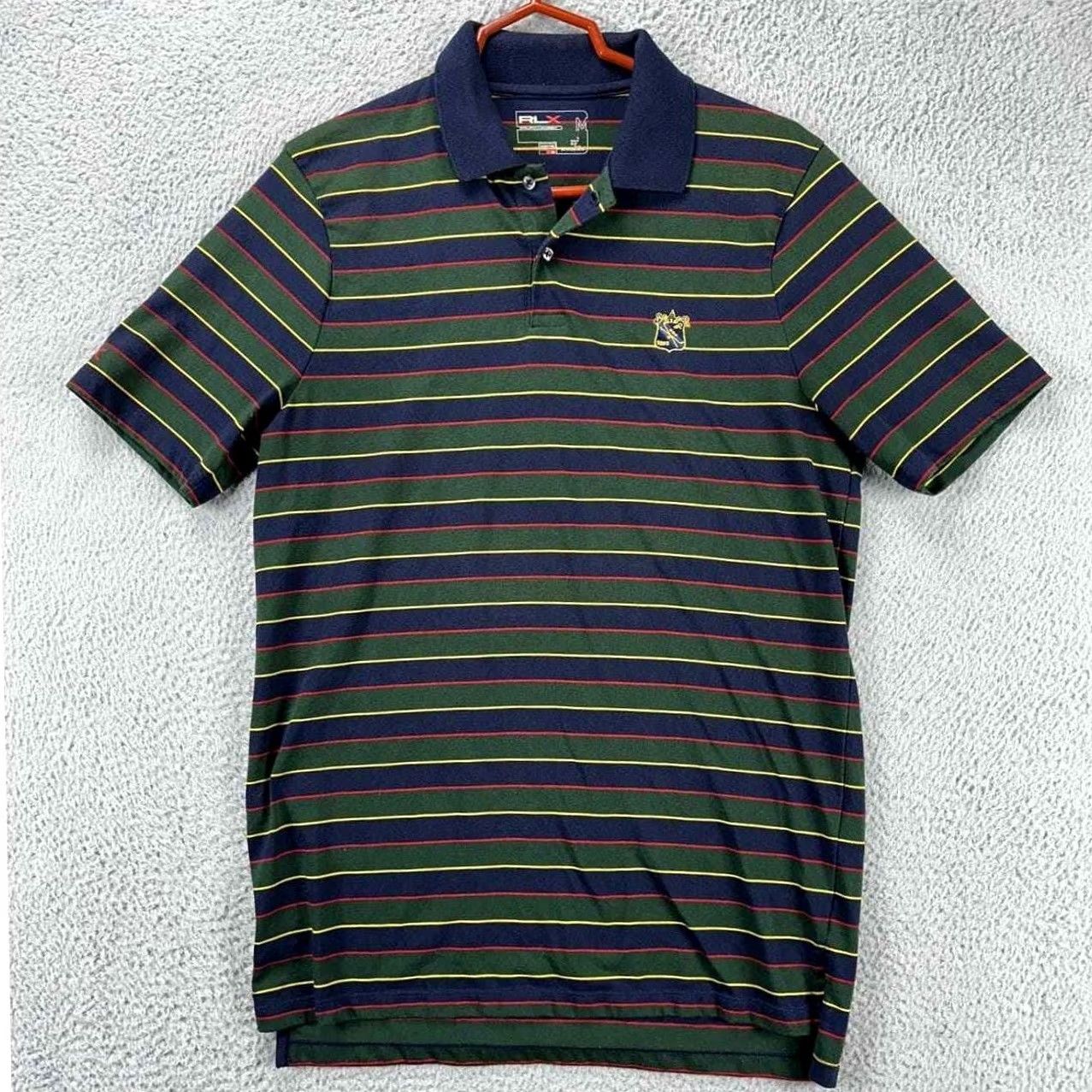 RLX Ralph Lauren RLX Ralph Lauren Golf Polo Shirt Mens Medium Green Striped Athletic Logo Rugby Shirt Size US M / EU 48-50 / 2 - 2 Thumbnail