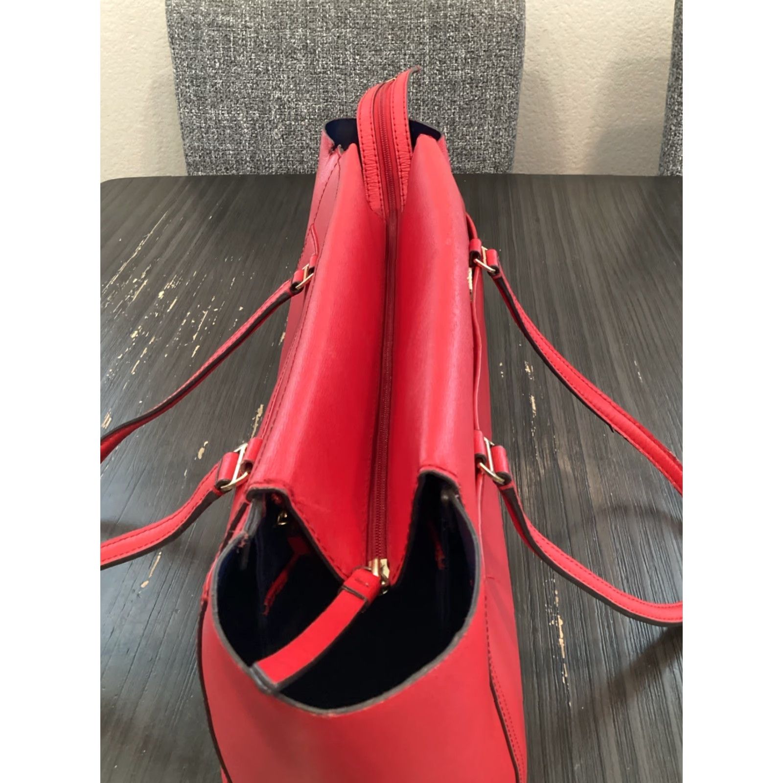 Tory Burch Tory Burch Parker Tote Red Leather Medium Women’s Bag Purse - Zip, Gold Hardware, Canvas/Leather Lining Size ONE SIZE - 5 Thumbnail