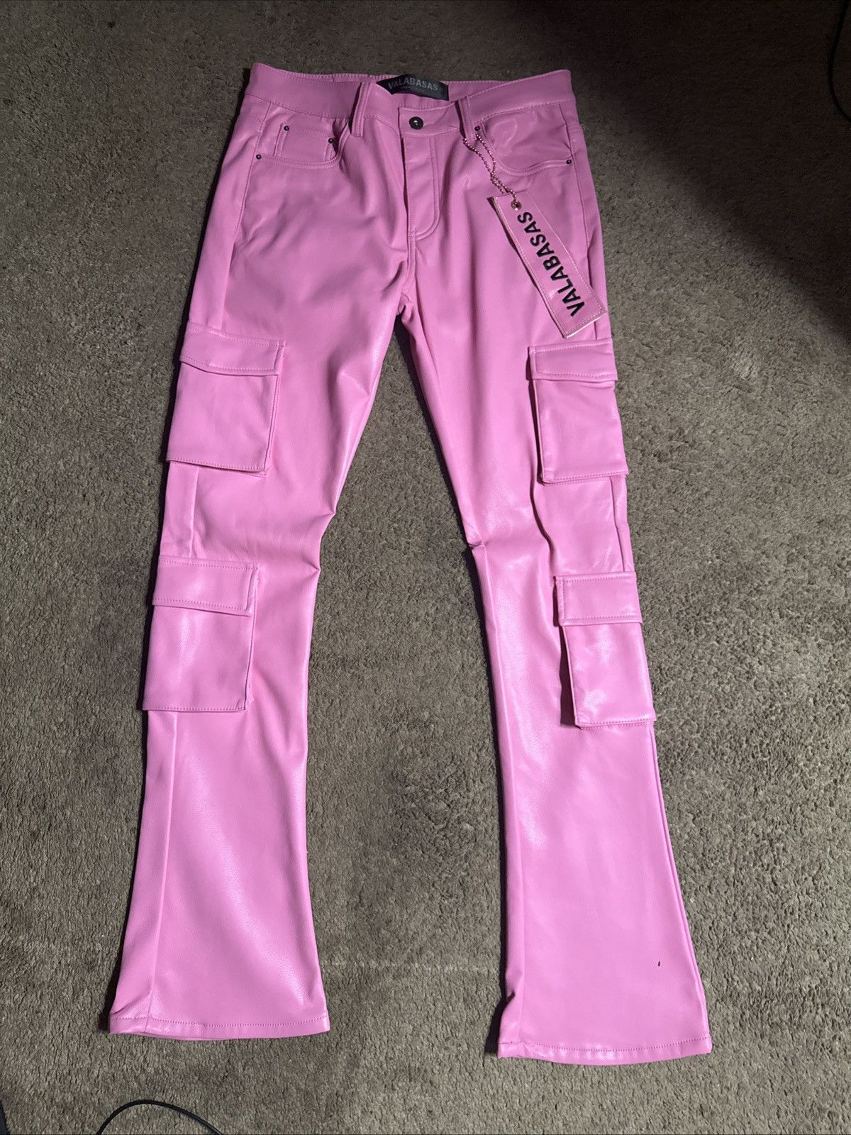 Valabasas VALABASAS “ BANJO “ ROSE LEATHER STACKED FLARE PINK Size US 34 / EU 50 - 1 Thumbnail