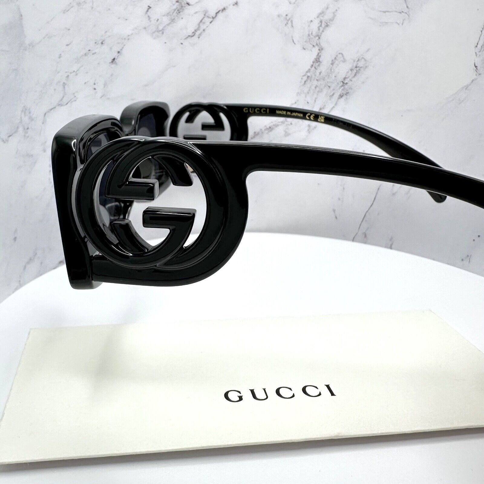 Gucci Gucci Black Sunglasses Square Interlocking GG Logo New Size ONE SIZE - 22 Thumbnail