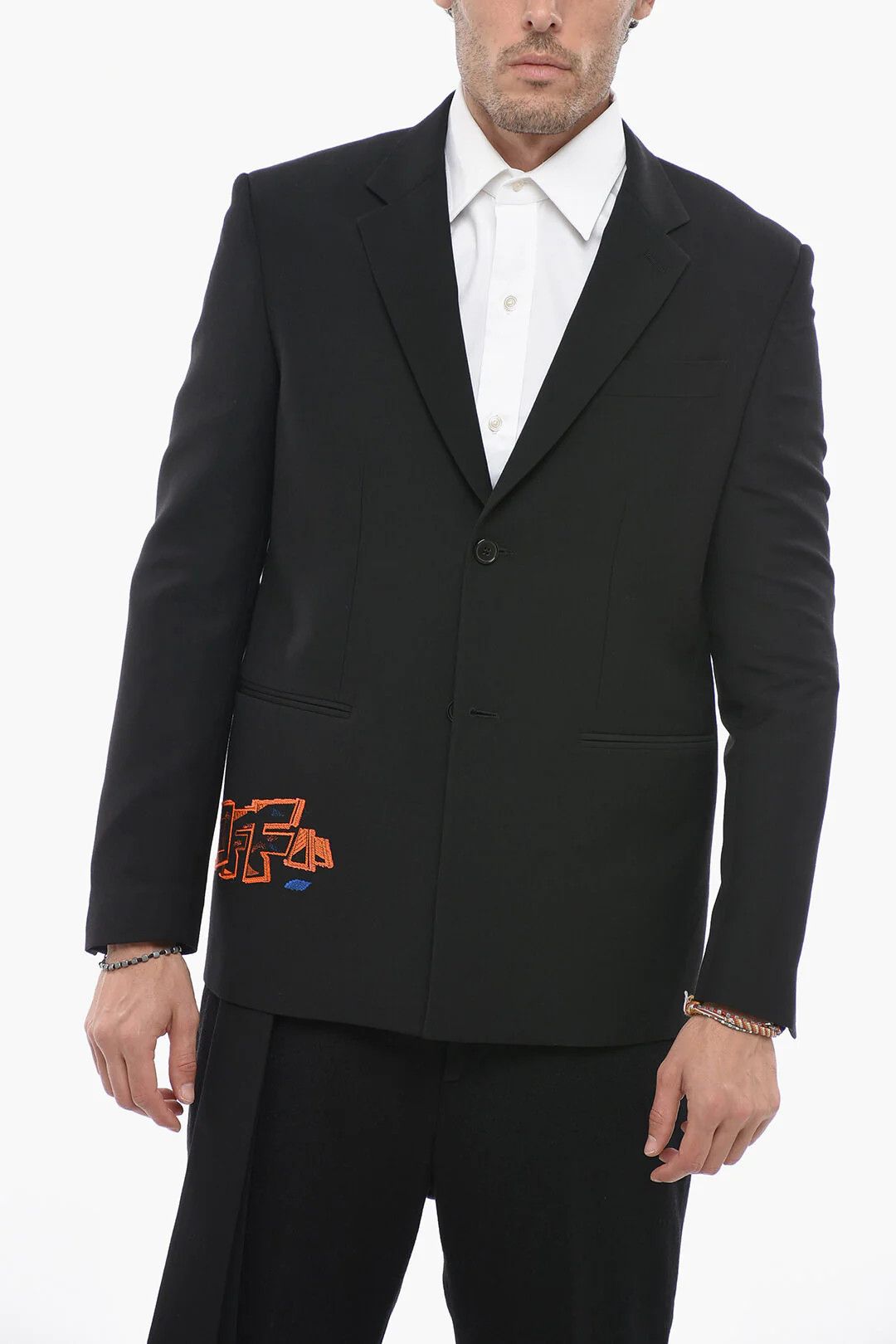 Off-White og1mm0426 Wool-Blend Blazer in Black Size US M / EU 48-50 / 2 - 1 Thumbnail