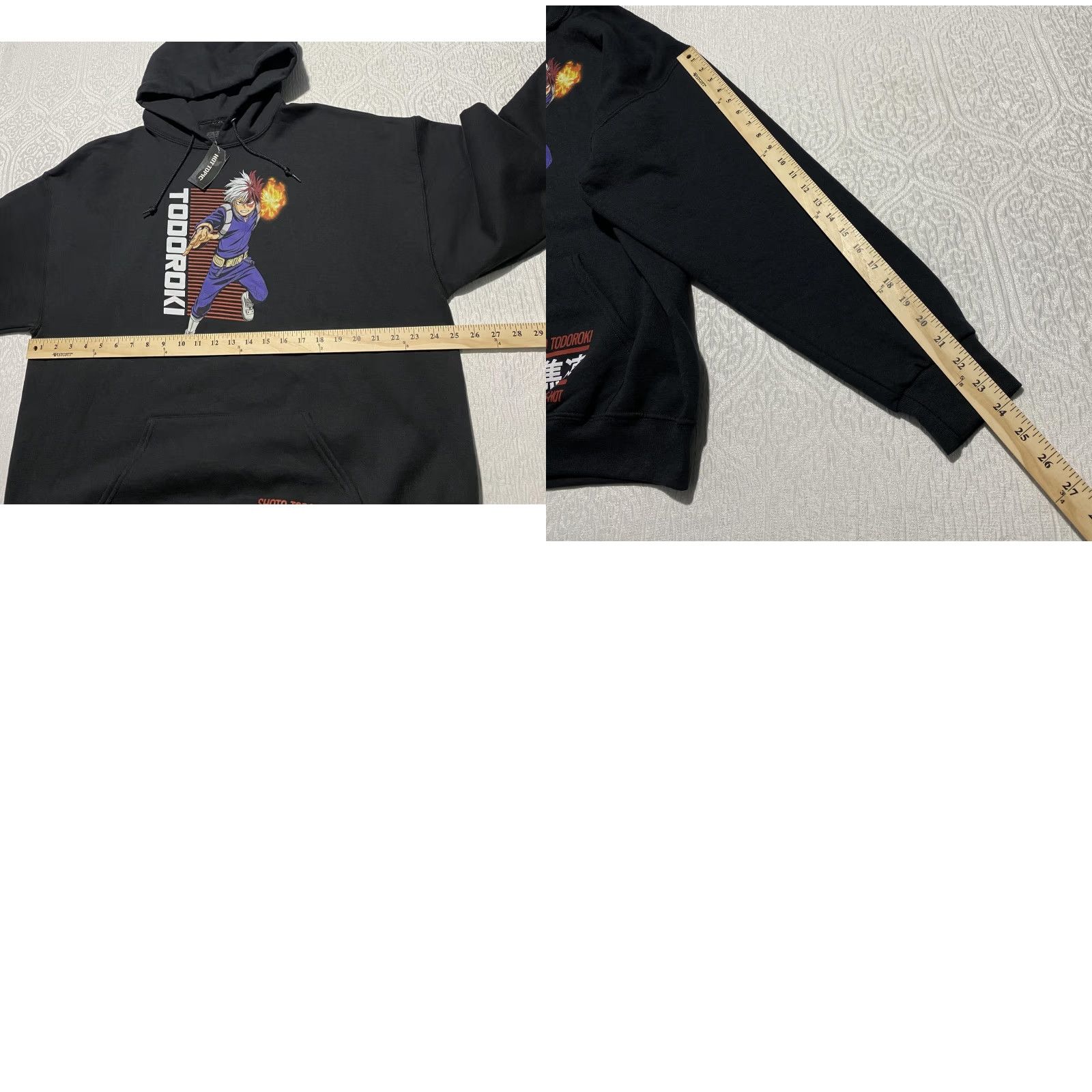 Vintage My Hero Academia Shoto Todoroki Hoodie Mens XL Black Flashfreeze Heatwave Hoodie Pullover Graphic Print Pockets Hooded JANOS? Size US XL / EU 56 / 4 - 8 Thumbnail
