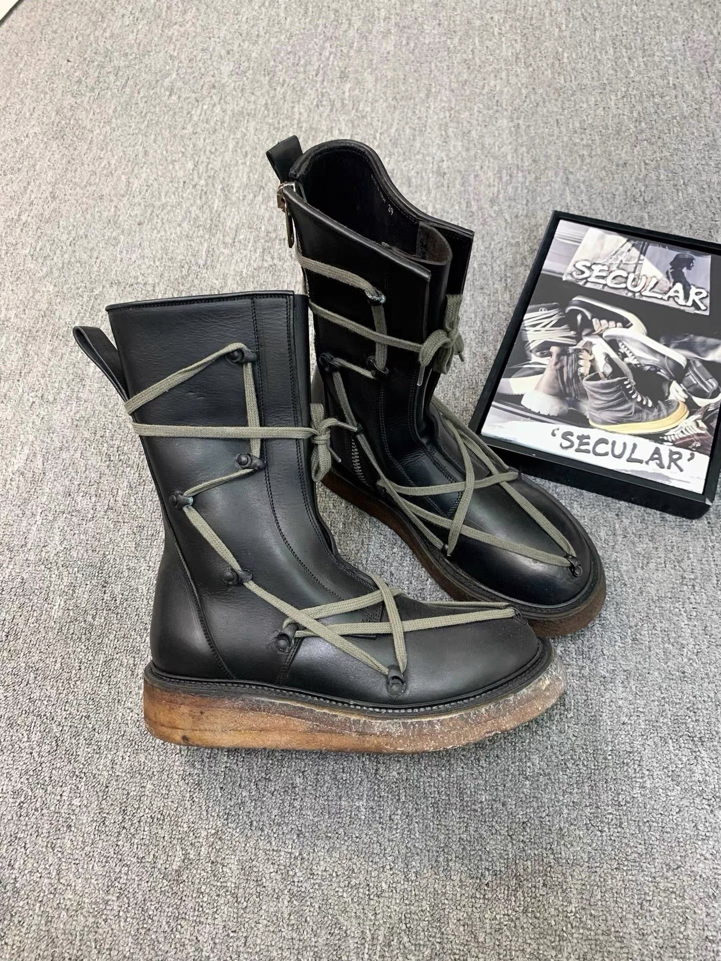 Rick Owens Rick Owens FW17 Runway Crepe Sole Pentagram Boots K34 Size US 6 / EU 39 - 4 Thumbnail