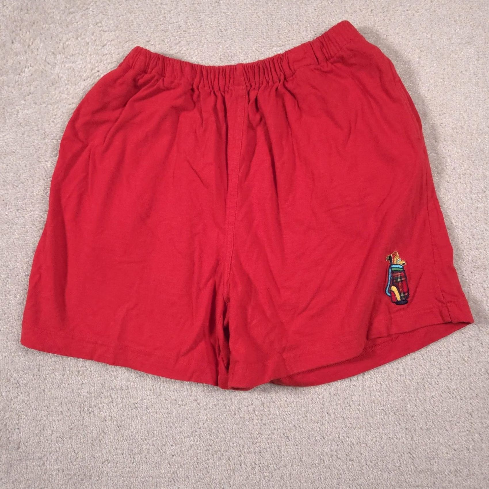 Vintage Ac-tiv-ology Shorts Womens Large Red Sweat Elastic Waist Embroidered Golf Size 36" / US 14 / IT 50 - 2 Thumbnail