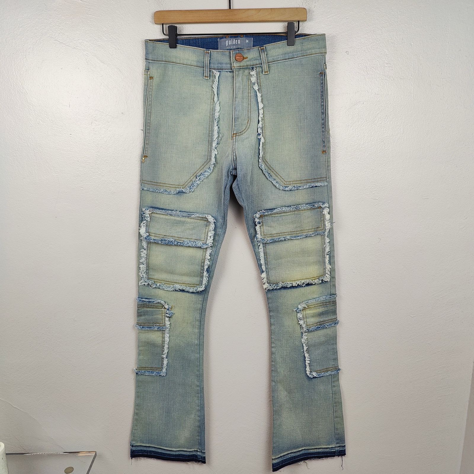Other Golden Denim The Patchwork Mykonos Flared Jeans Men 34 Cargo Size US 34 / EU 50 - 1 Thumbnail