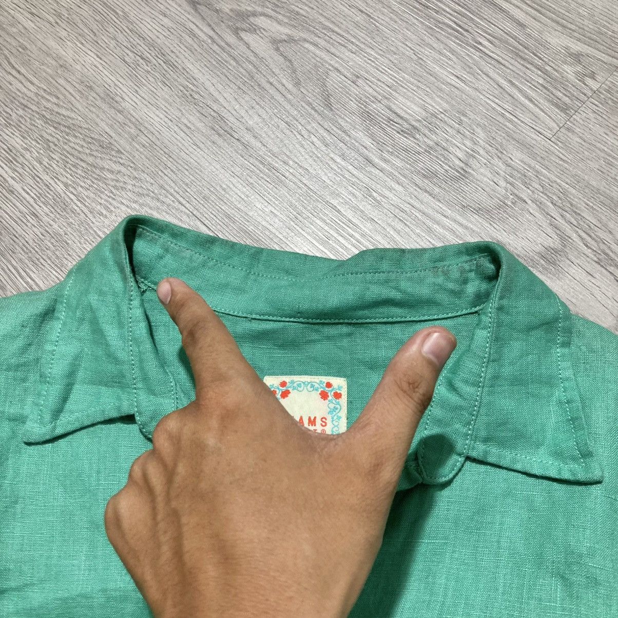 Japanese Brand 2000s Beams Heart Collar Overhead Linen Shirt Green Designer Size M / US 6-8 / IT 42-44 - 11 Thumbnail