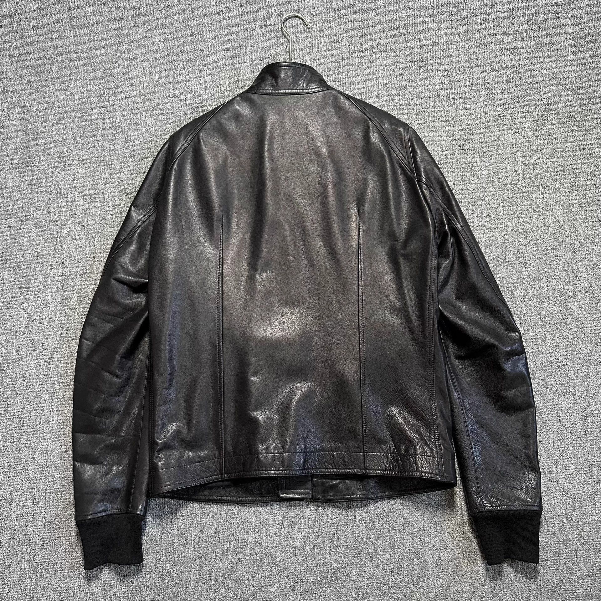 Rick Owens Rick Owens RO Black Stand Collar Leather Jacket Size US XL / EU 56 / 4 - 2 Thumbnail