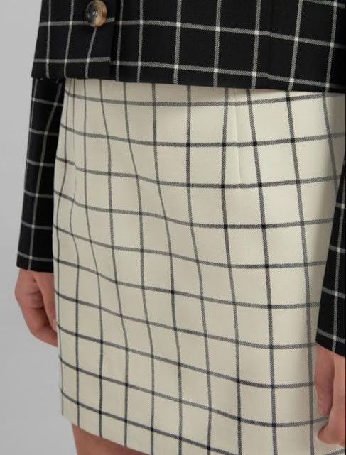 Marni o1w1db11024 Wool Check Skirt in Ivory Size 32" / US 10 / IT 46 - 2 Thumbnail