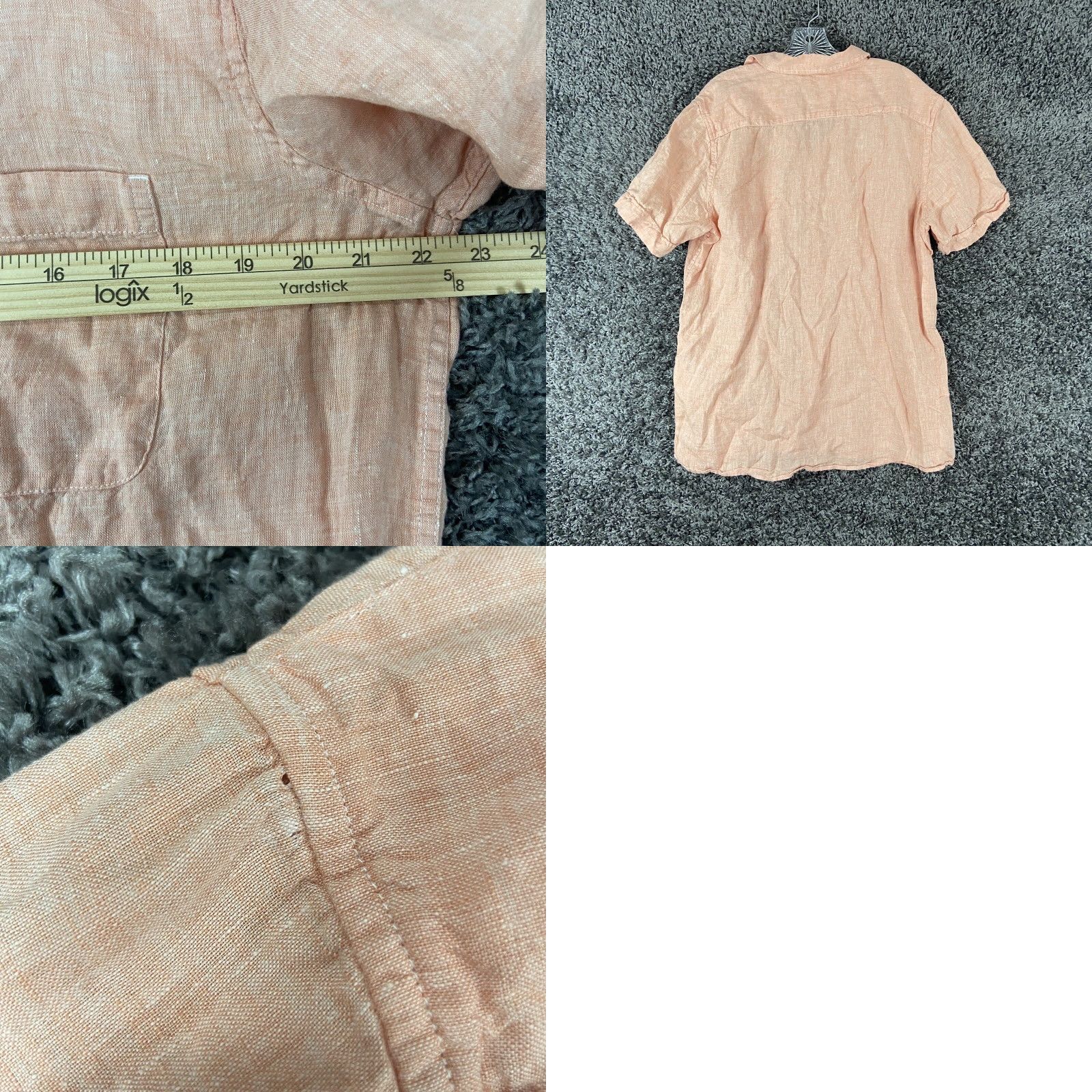 Tasso Elba TASSO ELBA Orange Linen Button-Up Shirt Short Sleeve Adult Large Mens Size US 33 - 8 Thumbnail