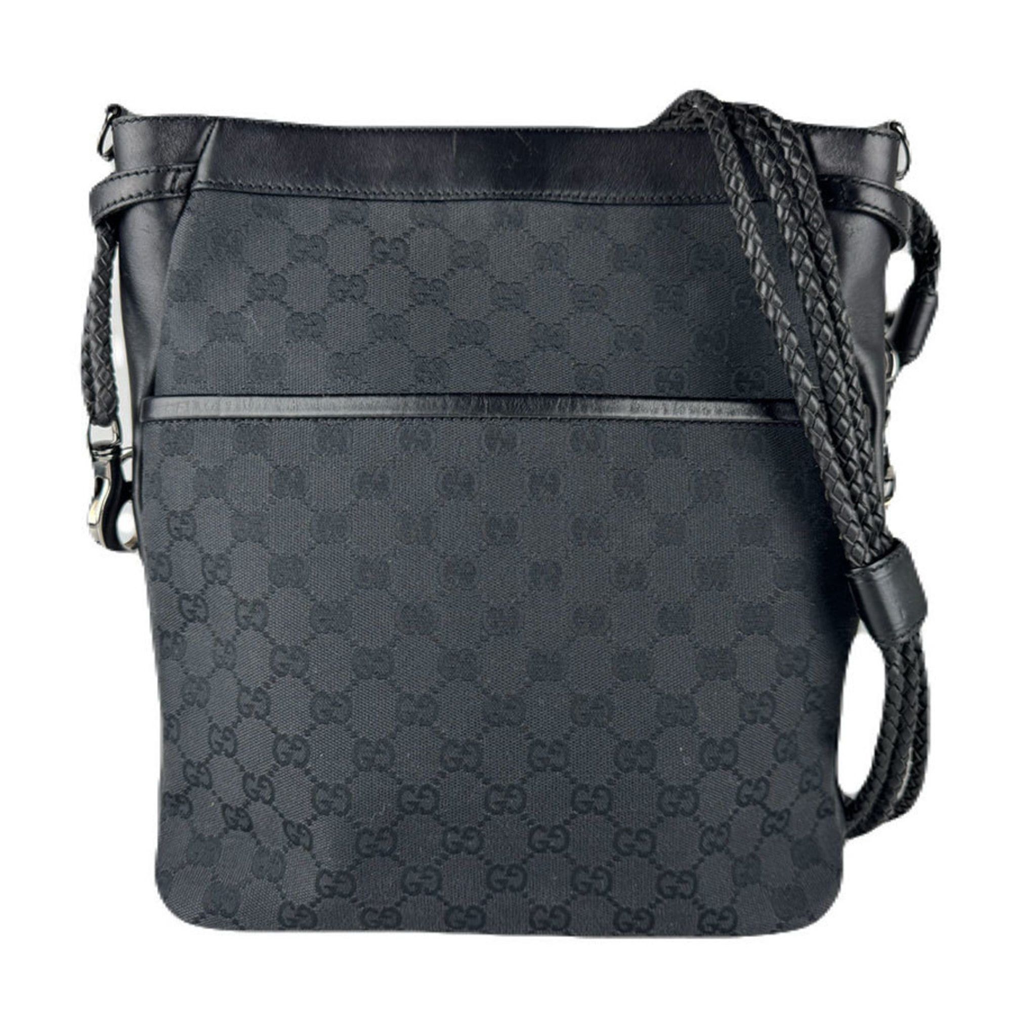 Gucci Gucci GG Canvas and Leather Shoulder Bag in Black for Men Women, Free Shipping, z8723 Size ONE SIZE - 1 Thumbnail