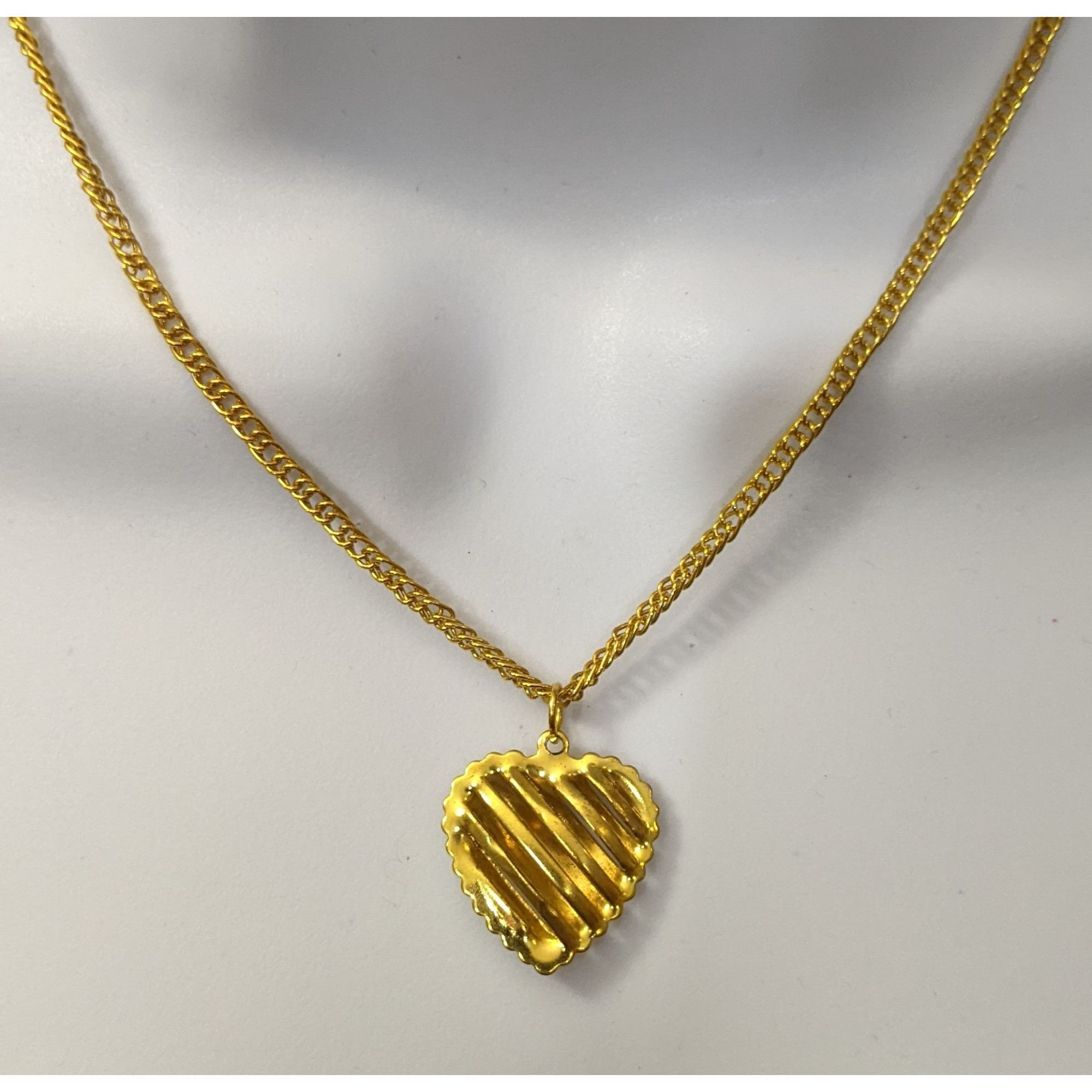 Other Gold Slotted Heart Necklace And Earring Set Size ONE SIZE - 1 Thumbnail