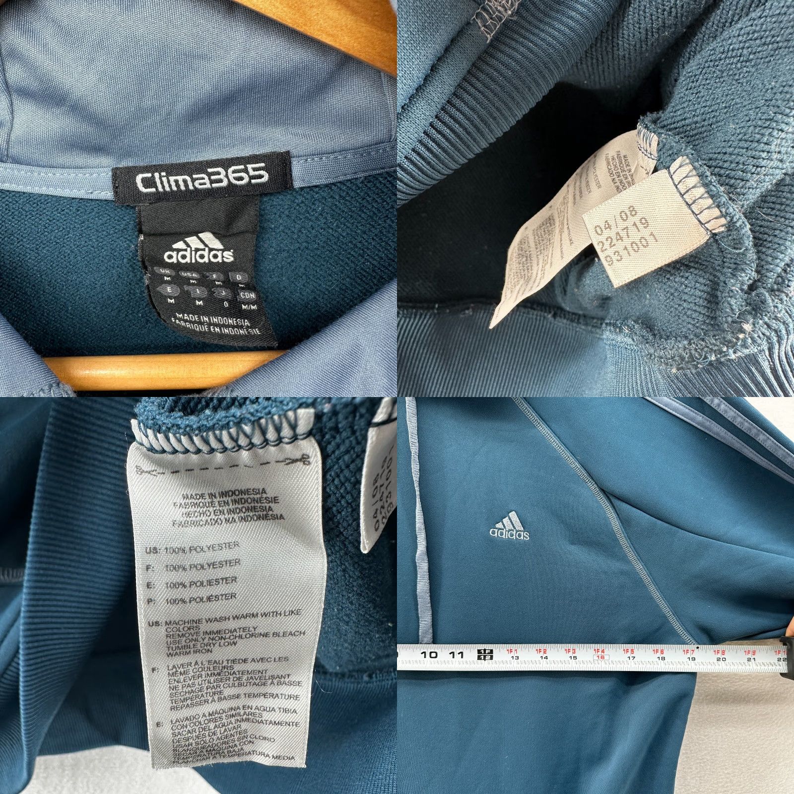 Adidas Adidas Pullover Hoodie Blue Men's Medium Long Sleeve Front Pockets Size US M / EU 48-50 / 2 - 8 Thumbnail