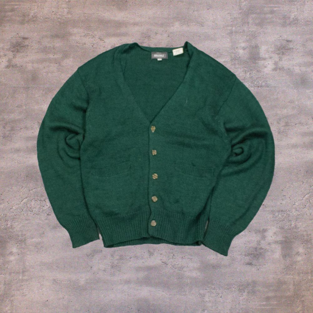 Japanese Brand Vintage 80's Forest Green Kurt Cobain Cardigan Sweater Size US S / EU 44-46 / 1 - 1 Thumbnail