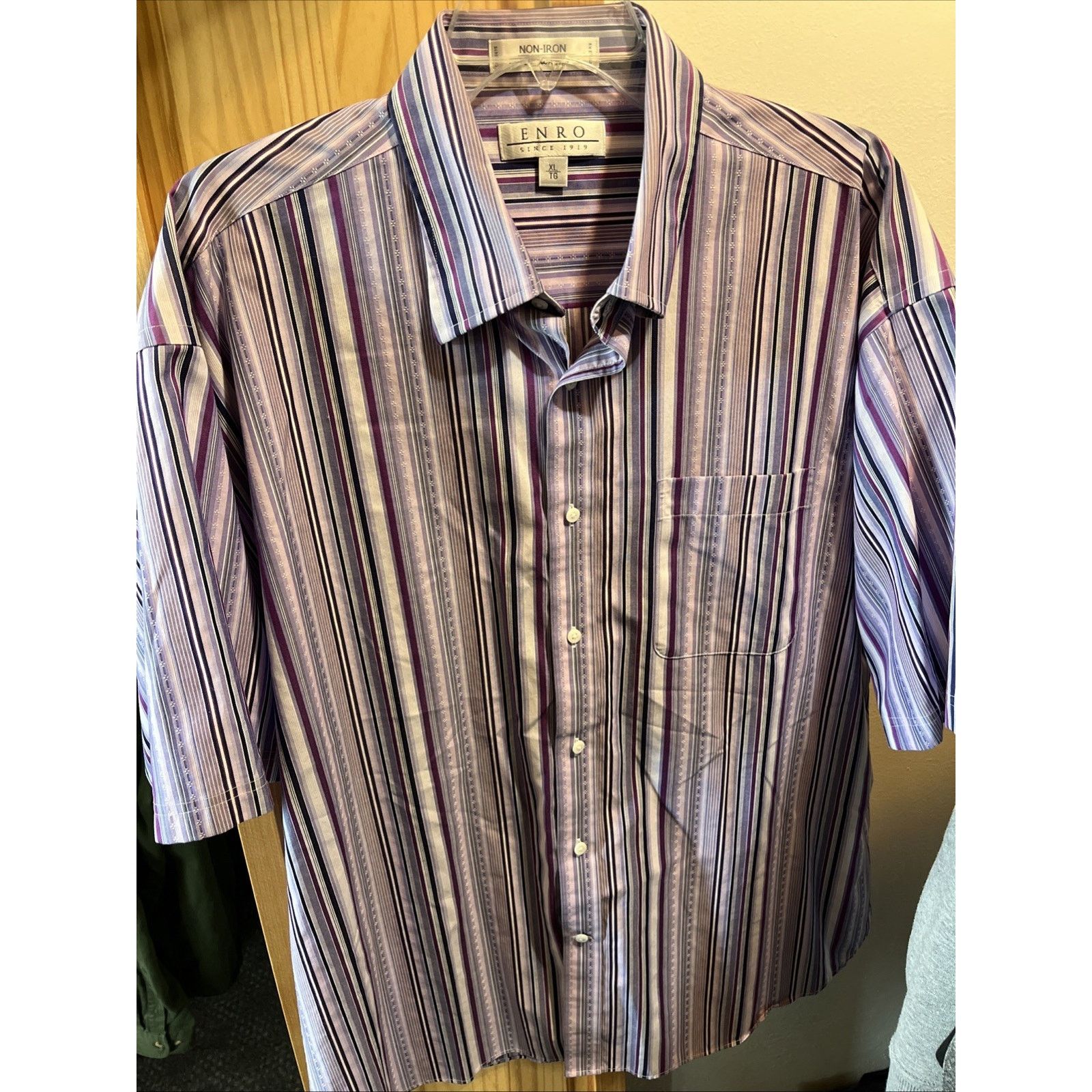 Enro ENRO Vintage Men’s XL Purple Striped SS Button Cotton Shirt Size US L / EU 52-54 / 3 - 11 Thumbnail