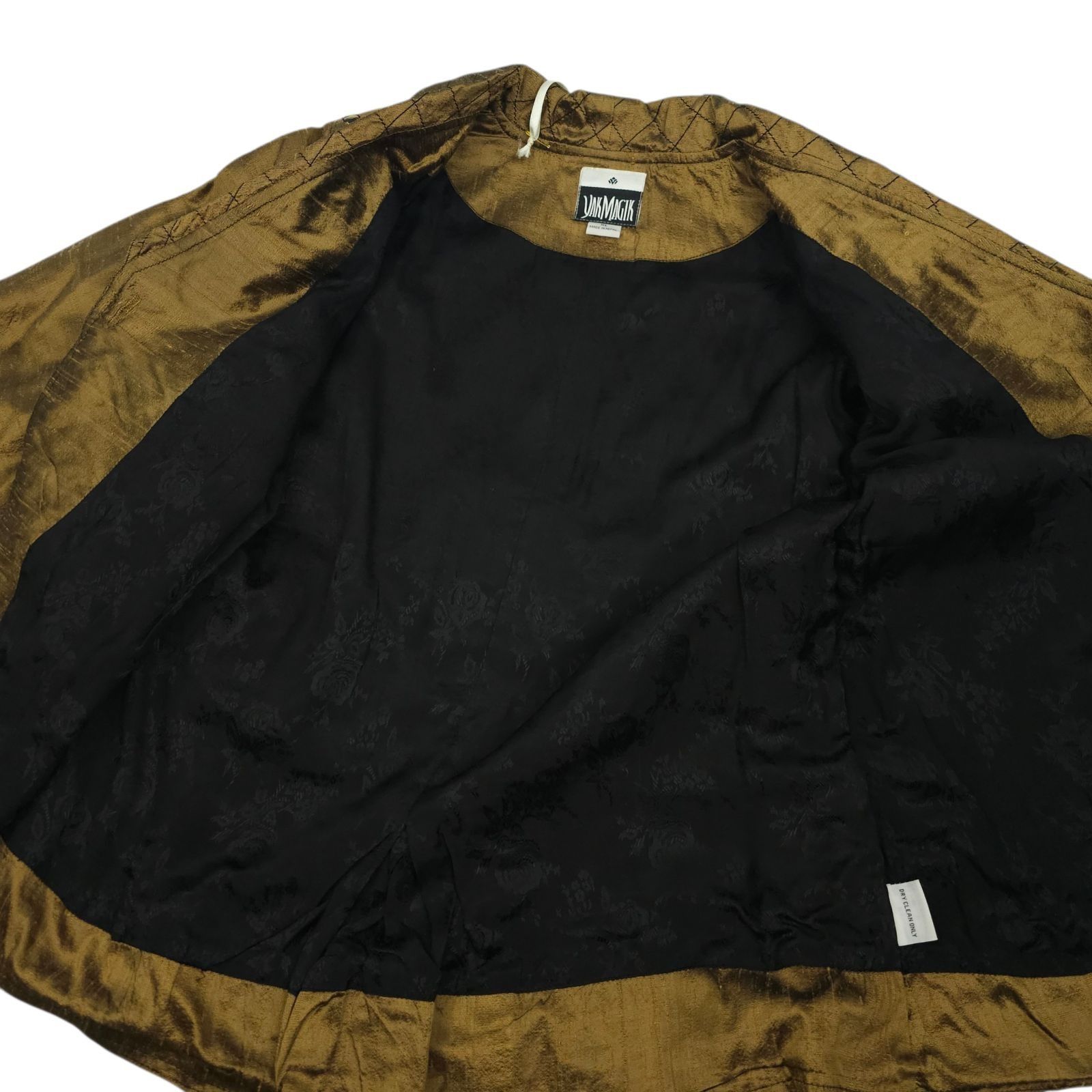 Other Yak Magik Silk Quilted Jacket XL Gold Bronze Lattice Toggle Size XL / US 12-14 / IT 48-50 - 9 Thumbnail