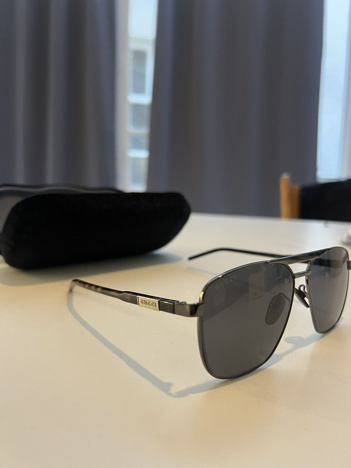 Gucci Gucci Men’s Sunglasses Black Lenses Brown Brim Size ONE SIZE - 5 Thumbnail