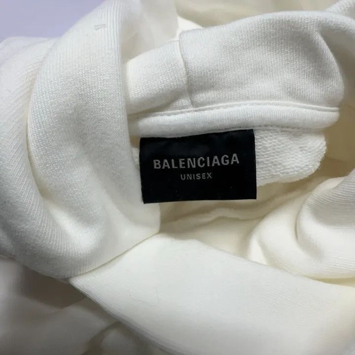 Balenciaga Balenciaga White Hooded Sweatshirt with Logo Print 0079-250 Size US XS / EU 42 / 0 - 7 Thumbnail
