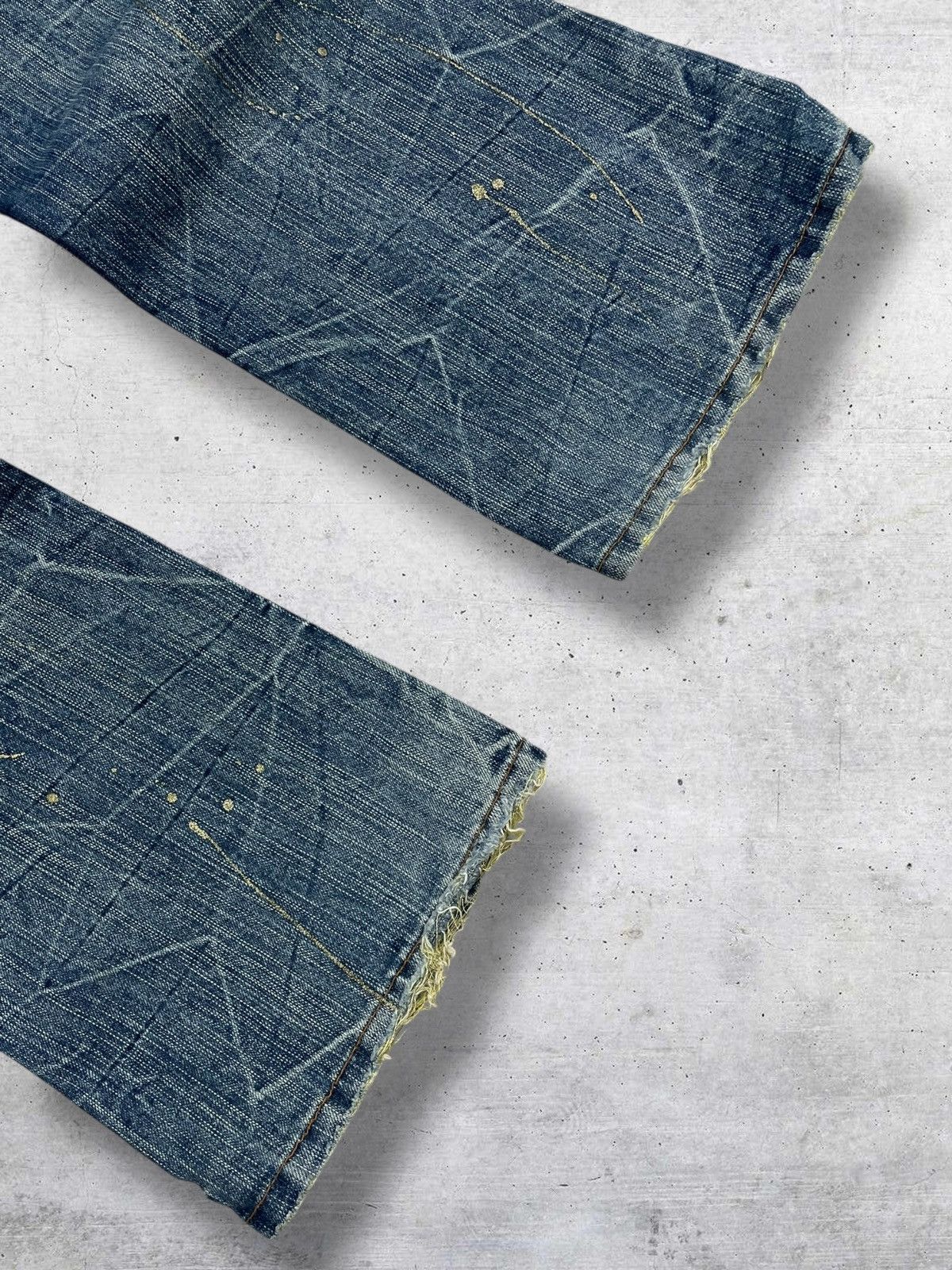 If Six Was Nine VINTAGE DISTRESSED GOLD MUD WASH FLARED NYLAUS JAPAN DENIM Size US 31 - 12 Thumbnail