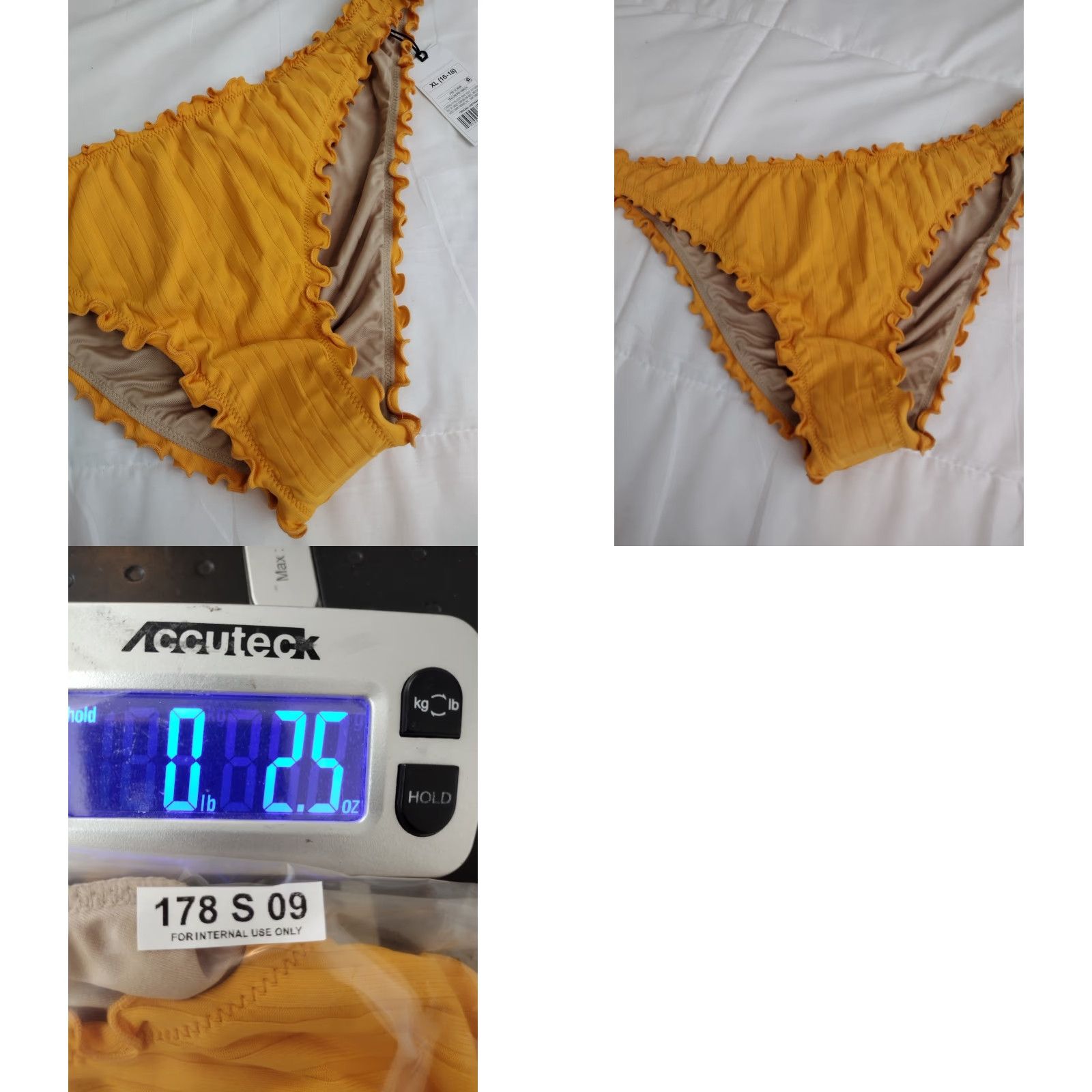 Vintage Shade & Shore High Leg Extra Cheeky Yellow Ribbed Bikini Bottom XL 16-18 Women's Swimsuit Bottom Costumes Beach Size 40" / US 18 - 8 Thumbnail