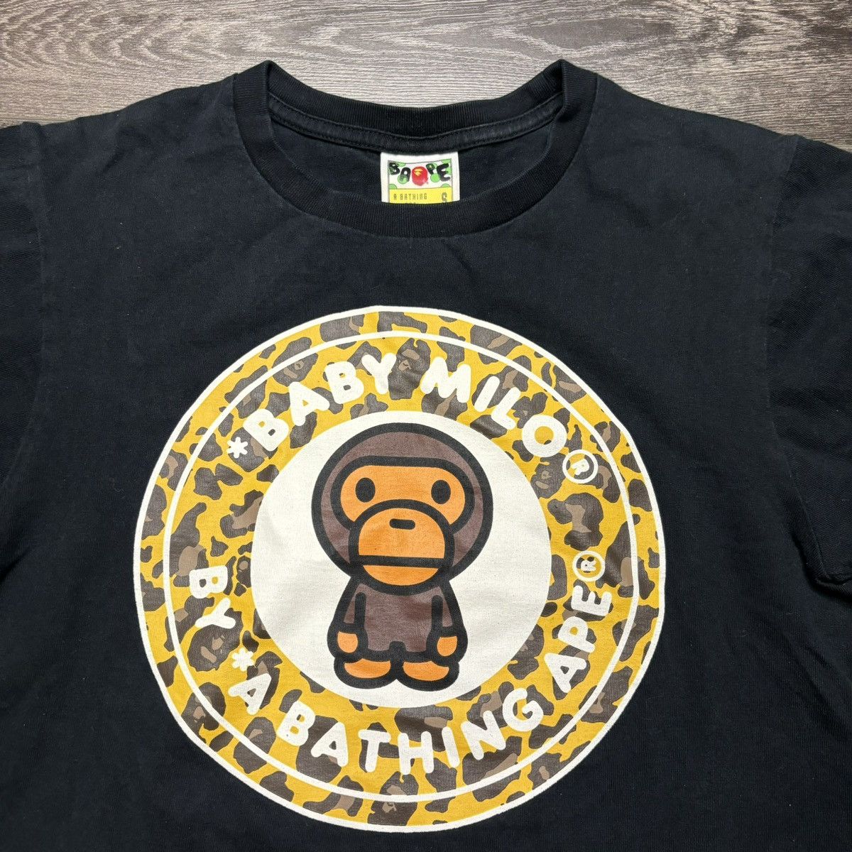 image of Baby Milo Bape Tee in Black, Men's (Size Small)