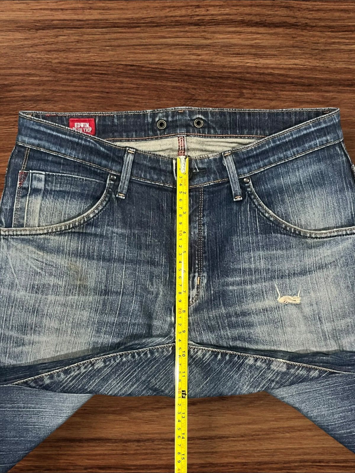 Edwin Japanese Brand Edwin Blue Trip Distressed Curve Faded Jeans Size US 32 / EU 48 - 15 Thumbnail