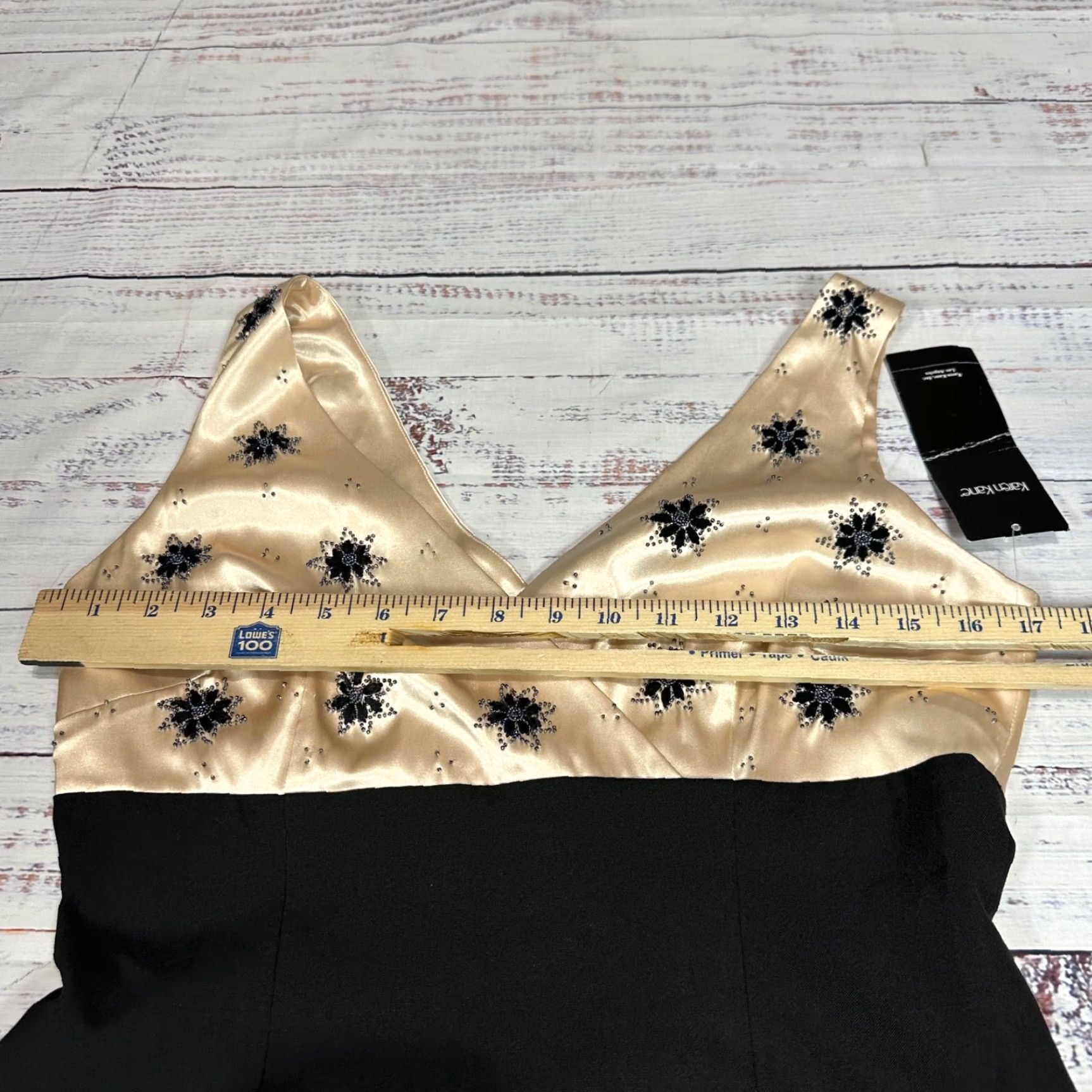 Vintage Karen Kane Beaded Tank Dress Womens 4 Champagne/Black Lined Back Zip New Size S / US 4 / IT 40 - 3 Thumbnail