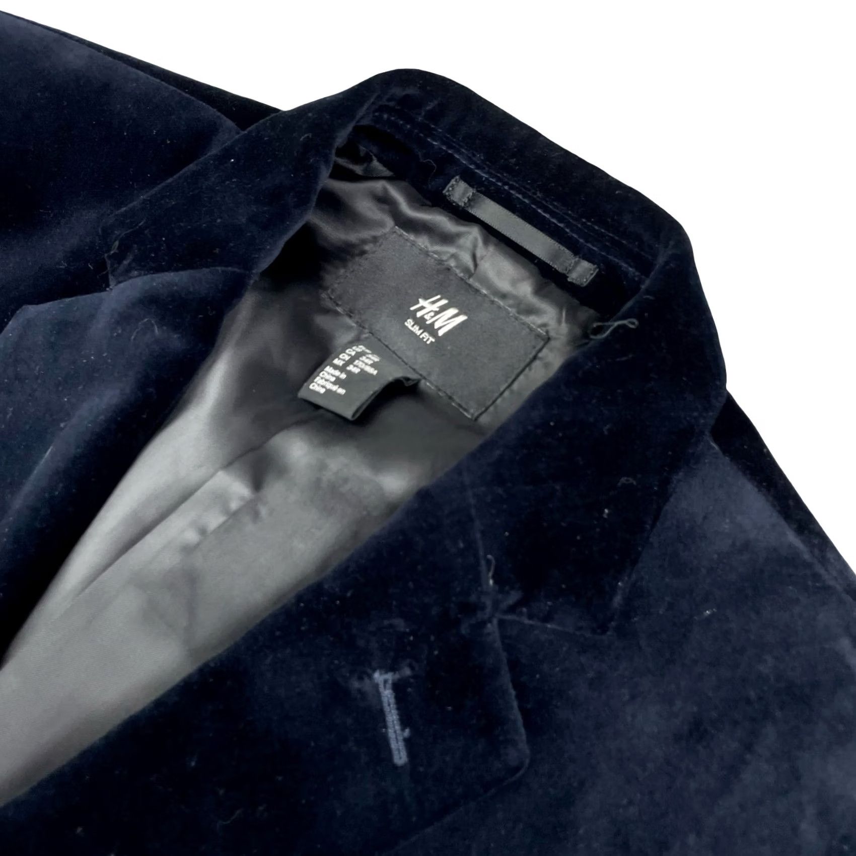 H&M H&M Men’s Velvet/Velour Blazer Navy Blue 100% Cotton Slim Two-Button 34R US Blazer Jacket Mens Vintage: No Size 34R - 2 Thumbnail