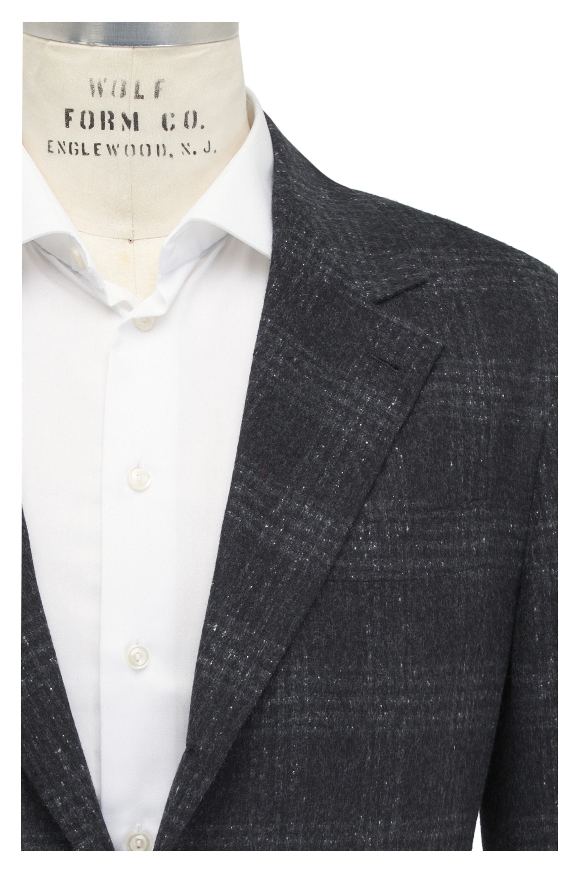 Brunello Cucinelli o1mtch0225 Plaid Leisure Silk & Wool Suit Charcoal Size US S / EU 44-46 / 1 - 2 Thumbnail