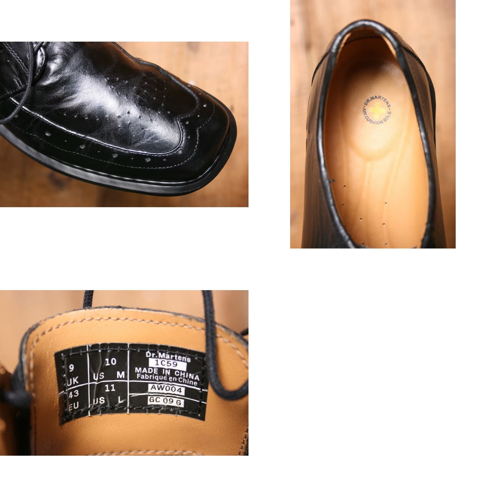 Dr. Martens VINTAGE DR. MARTENS Nappa Black Leather Wingtip Brogues UK 9 US 10 Mens Oxford Lace Up Square Toe Leather Shoe 1C59 Size US 9 / EU 42 - 8 Thumbnail