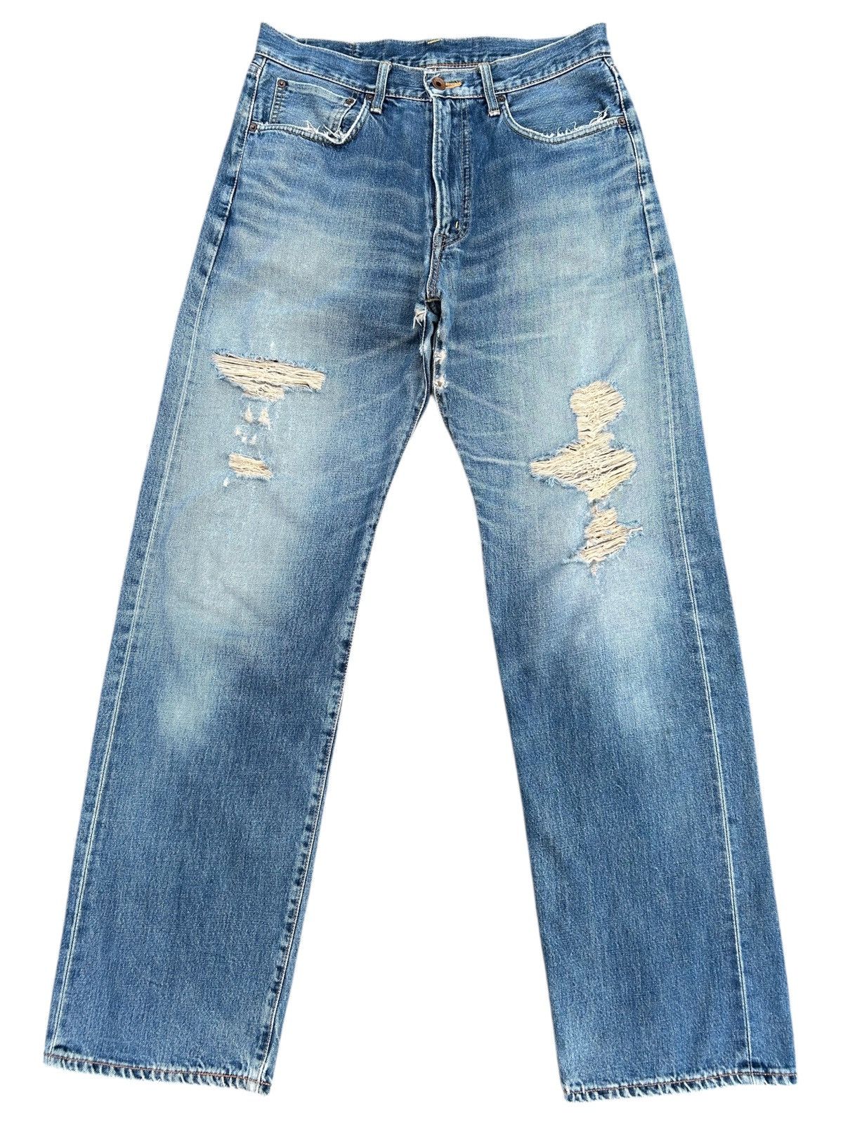 Kapital Vintage Edwin 505 Selvedge Thrashed Distressed Denim Jeans Size US 33 - 1 Thumbnail