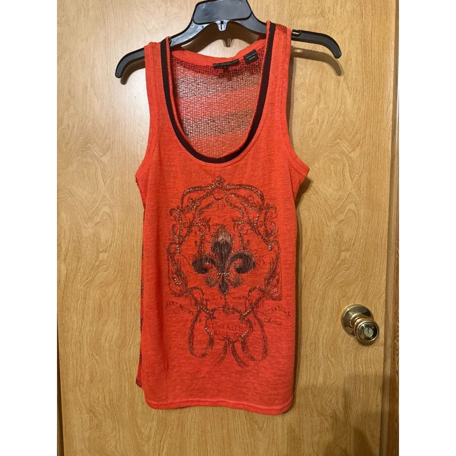 Miss Me Women’s Miss Me Orange Embellished Crochet Tank Top Size M / US 6-8 / IT 42-44 - 1 Thumbnail