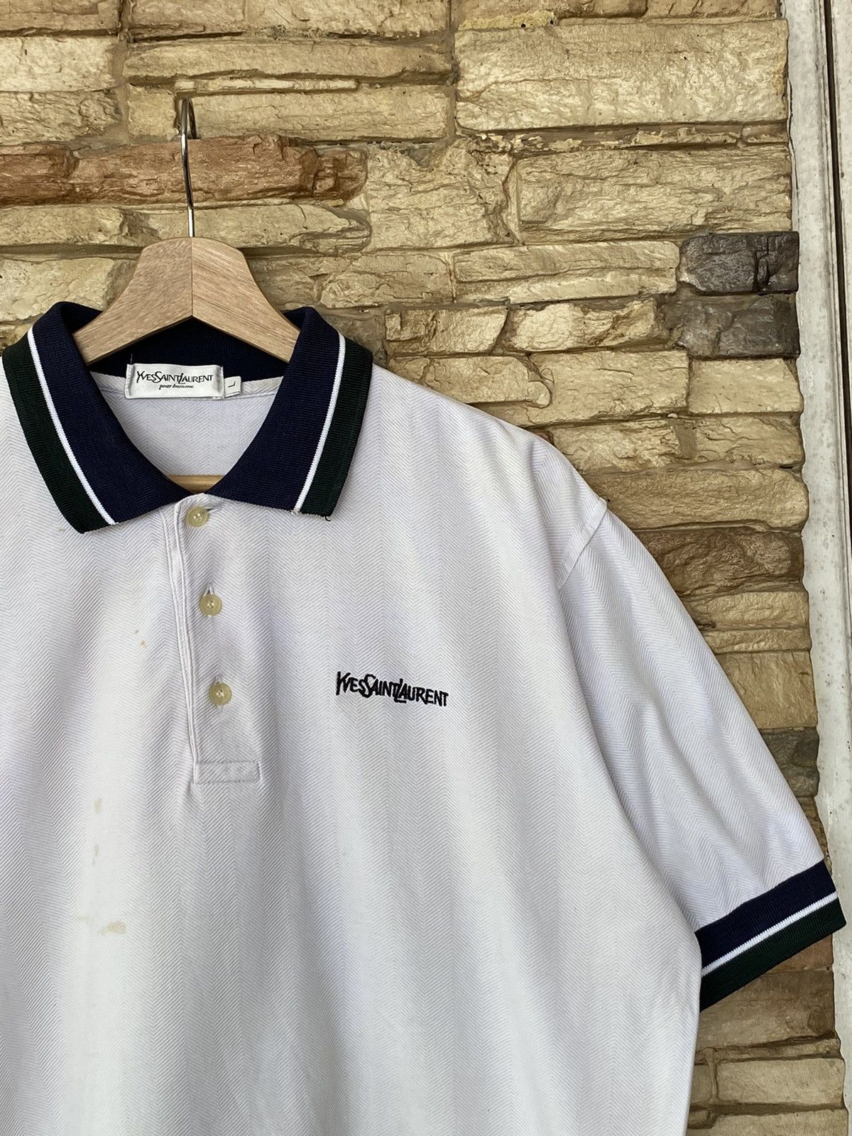 Vintage Vintage Yves Saint Laurent Pour Homme Polo Shirt Size US L / EU 52-54 / 3 - 1 Thumbnail