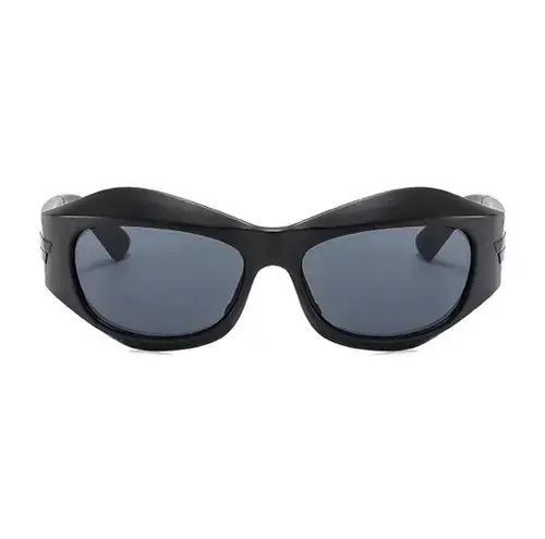 Designer Wrap Around Sunglasses Thick Frame Y2K Sunglasses Punk Hip H Size ONE SIZE - 4 Thumbnail