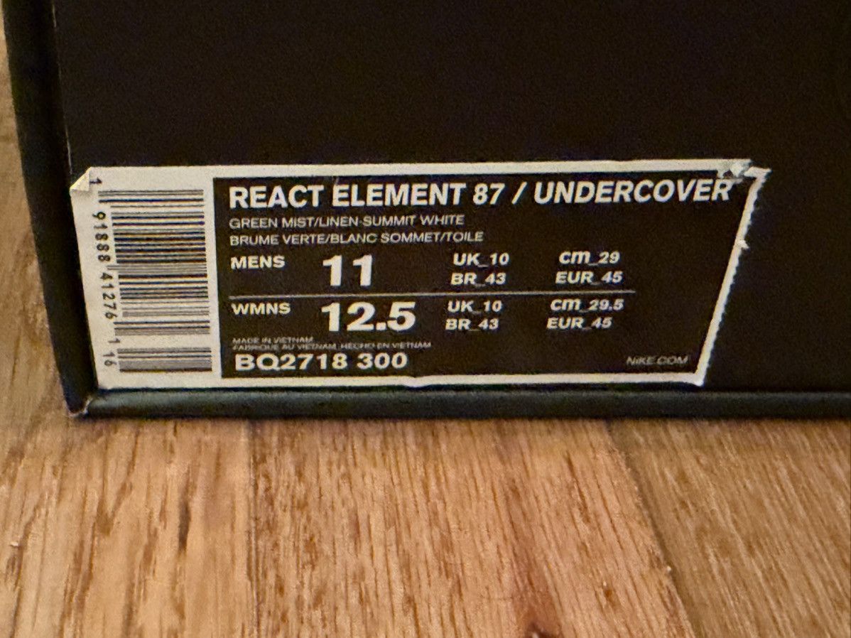 Nike × Undercover Nike x Undercover React Element 87 in Undercover Green Mist Size US 11 / EU 44 - 10 Thumbnail