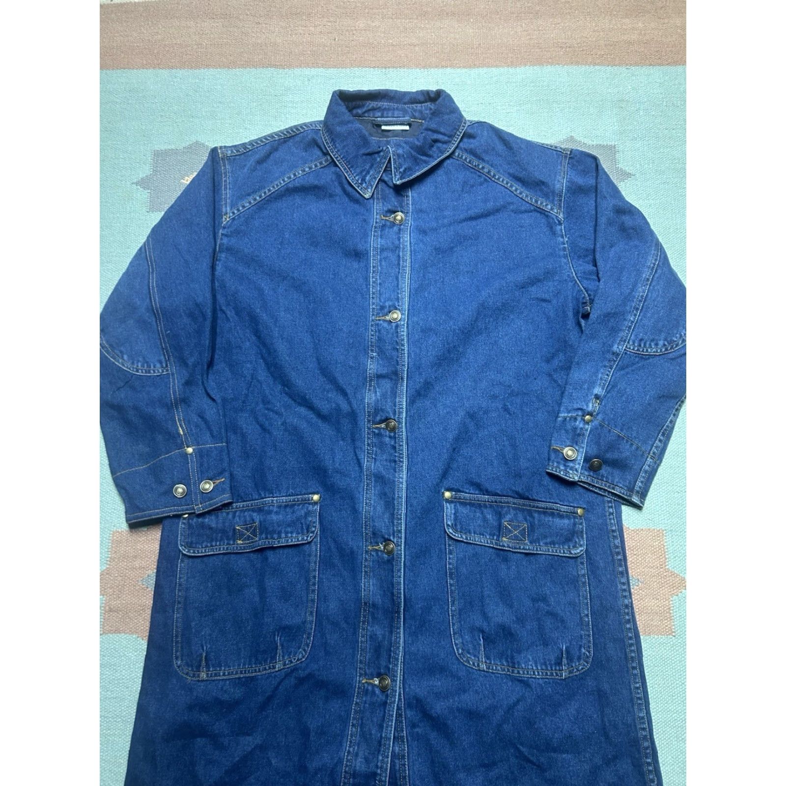 Denime VINTAGE Long Denim Duster Trench Coat Jacket Western Boho Steampunk Women’s sz 8 Jacket Coat Denim Blue Women 8 Men’s Women’s? Size M / US 6-8 / IT 42-44 - 4 Thumbnail