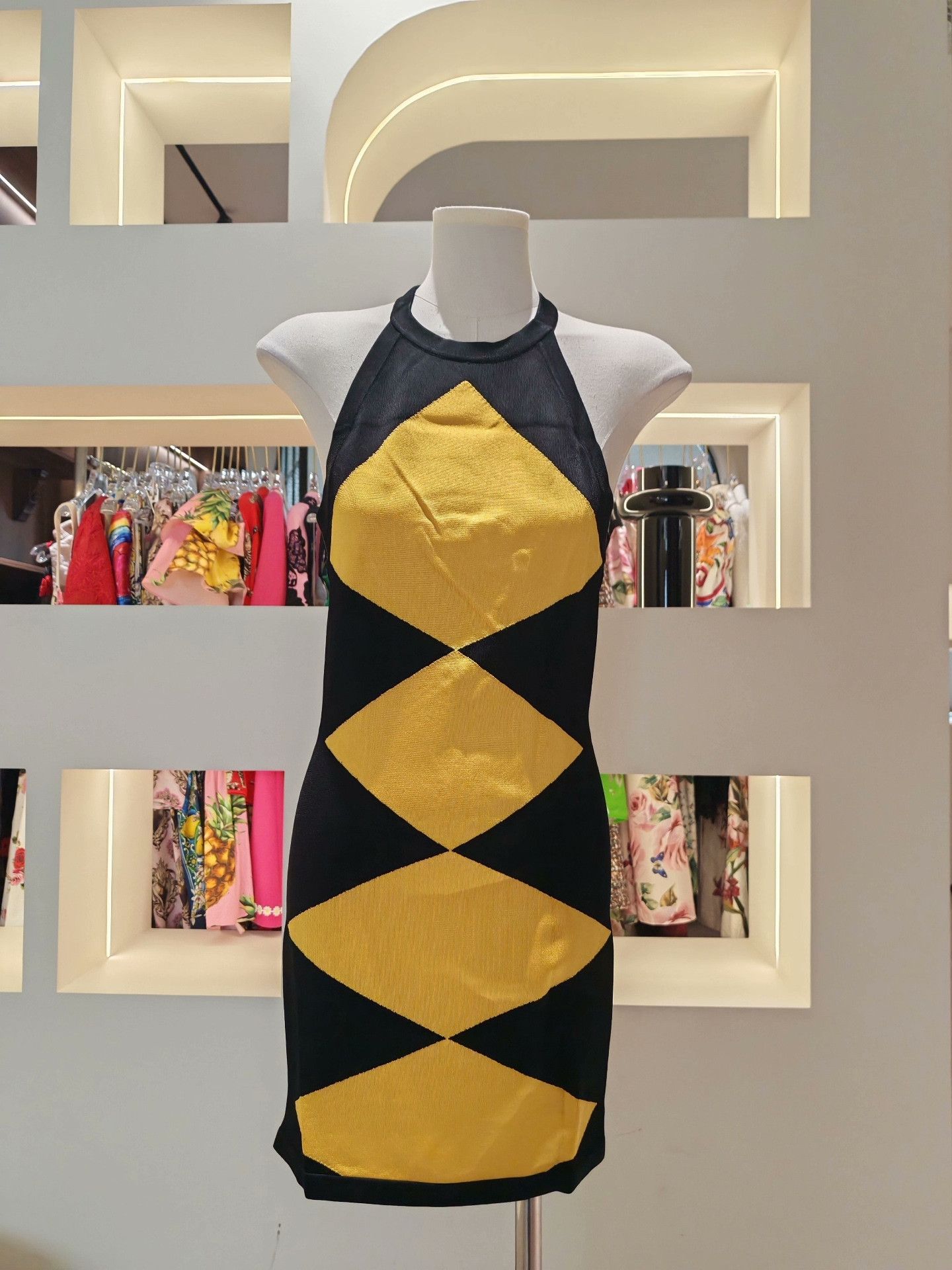Balmain Balmain Color Block Halter Knit Mini Dress Size S / US 4 / IT 40 - 1 Thumbnail
