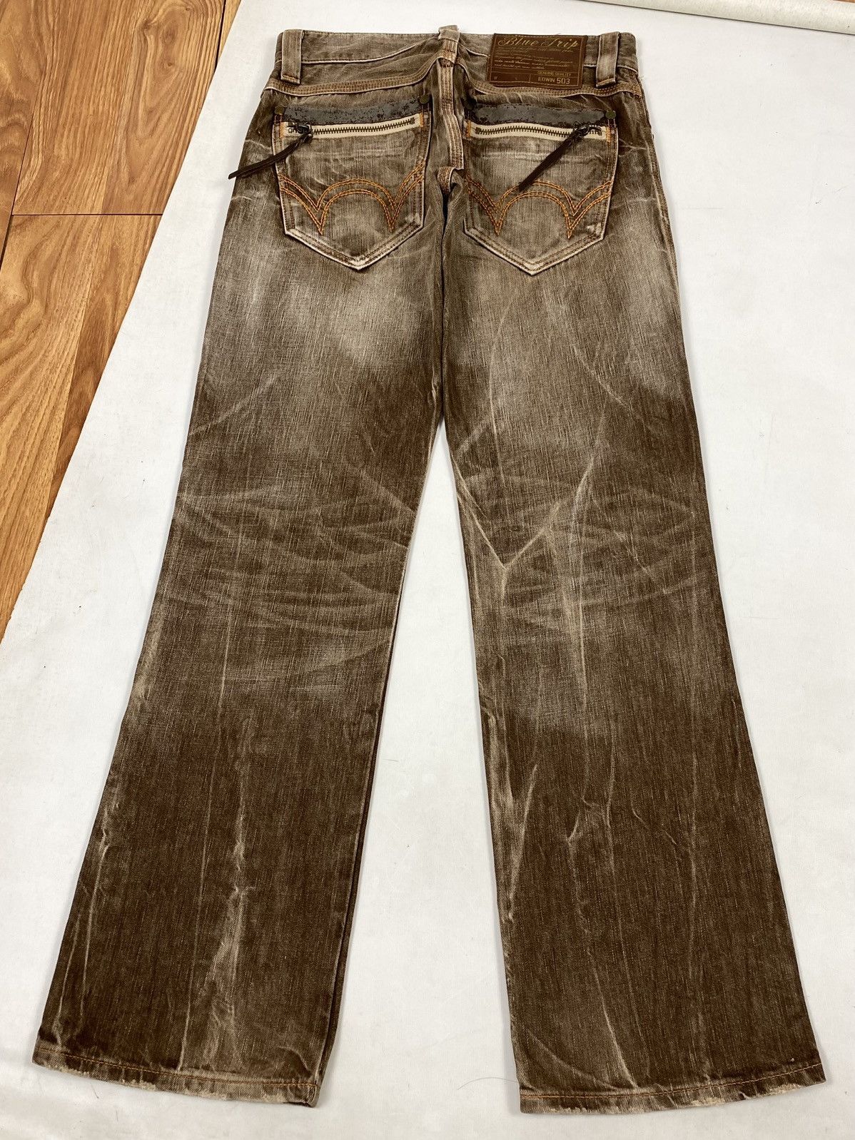 Edwin RARE ‼️ VTG EDWIN BLUE TRIP CRAZY FADED BROWN FLARE JEANS Size US 30 / EU 46 - 11 Thumbnail